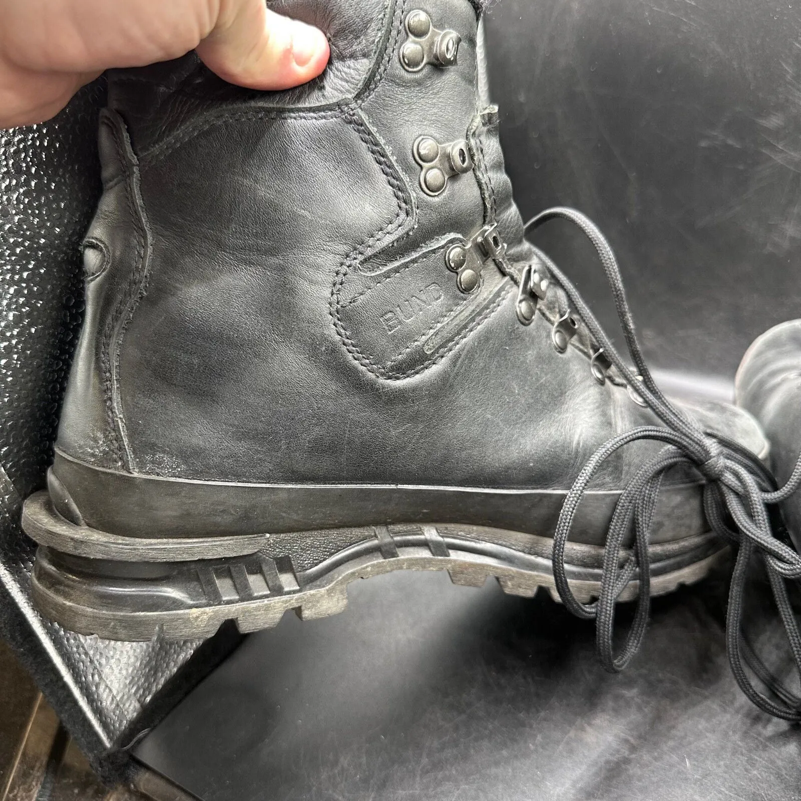German Army Black Leather Army Heavy Duty Combat Boots Meindl Size EU 44 UK 10