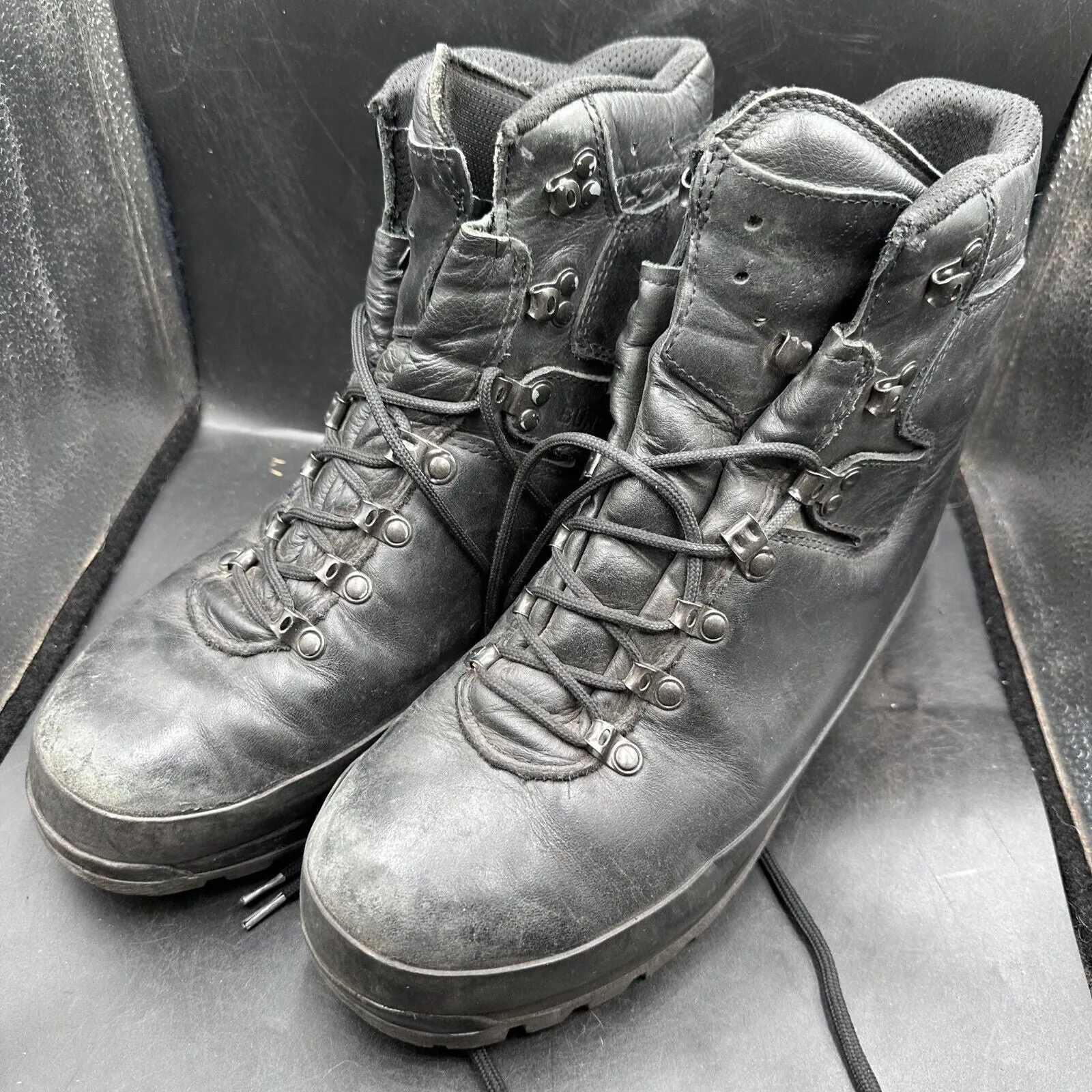 German Army Black Leather Army Heavy Duty Combat Boots Meindl Size EU 44 UK 10