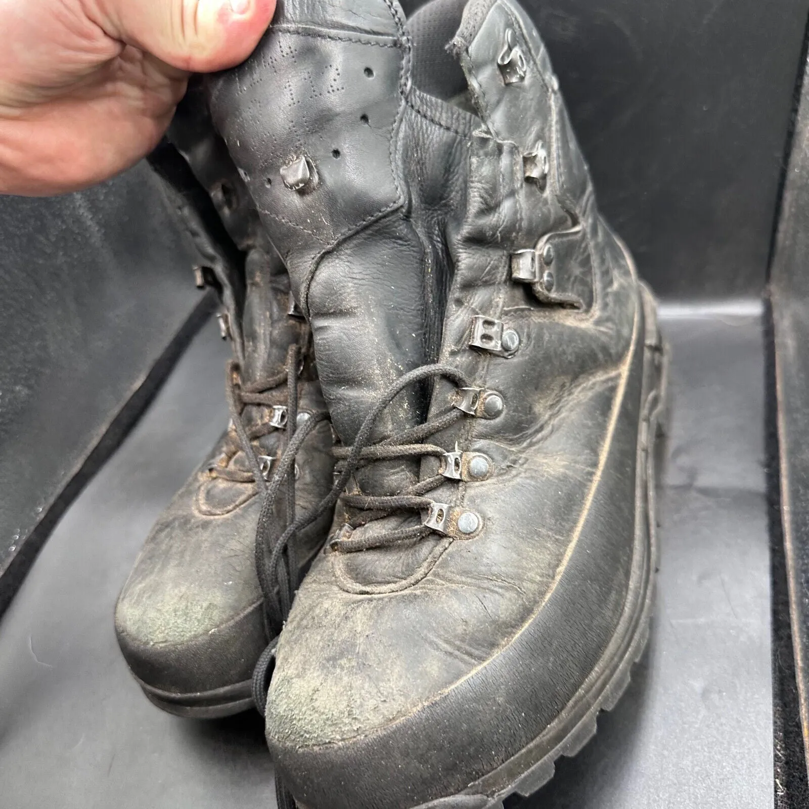 German Army Black Leather Army Heavy Duty Combat Boots Meindl Size EU 44 UK 9.5