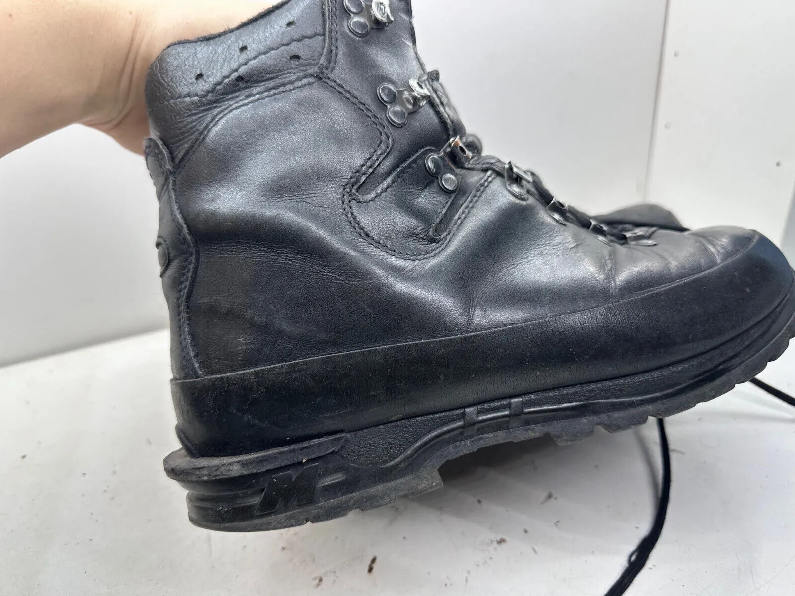 German Army Black Leather Army Heavy Duty Combat Boots Meindl Size EU 44 UK 9.5