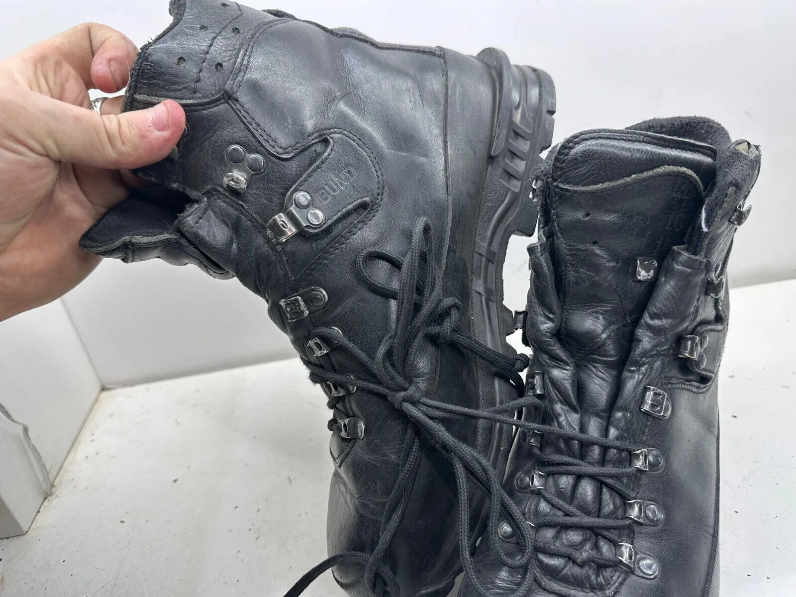 German Army Black Leather Army Heavy Duty Combat Boots Meindl Size EU 44 UK 9.5