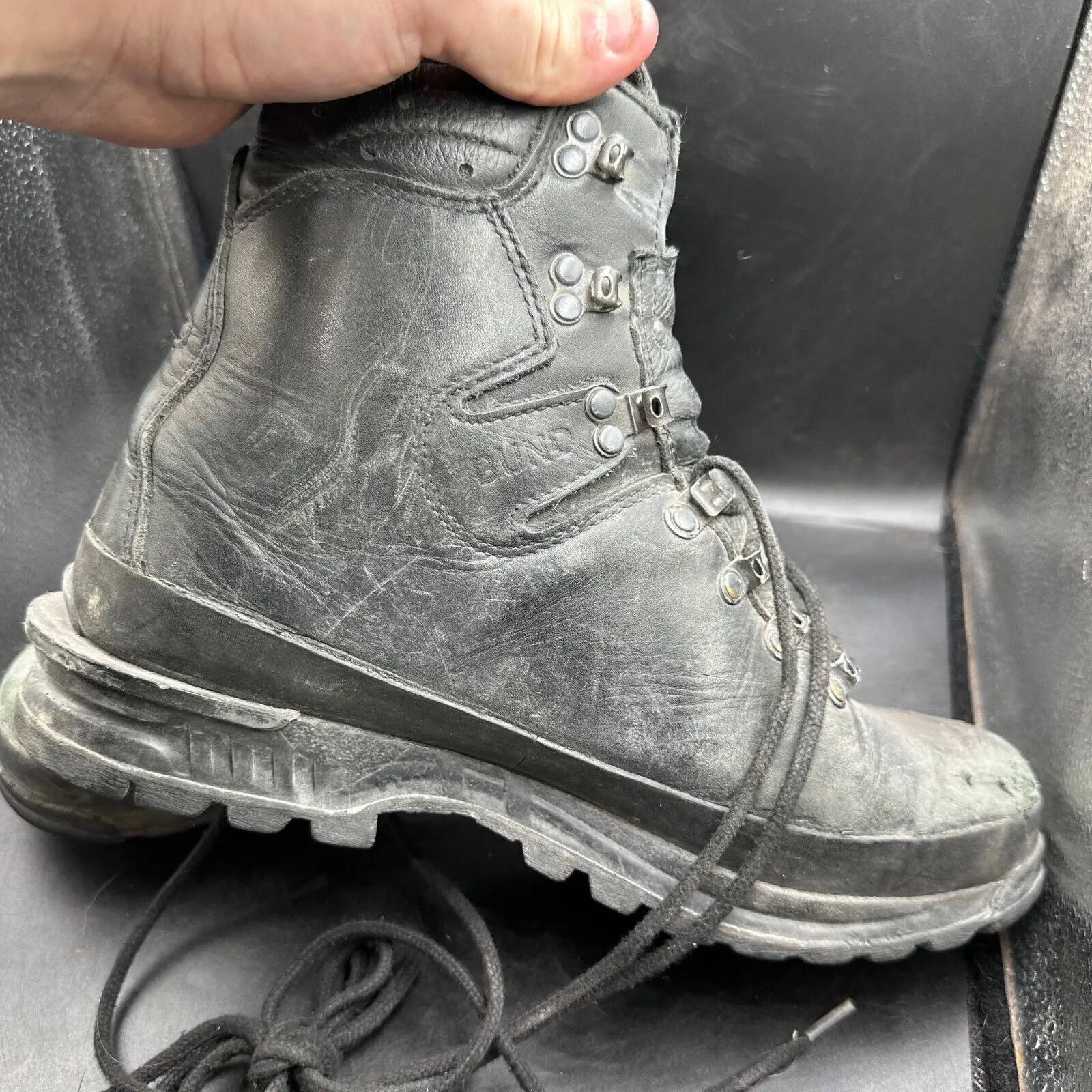 German Army Black Leather Army Heavy Duty Combat Boots Meindl Size EU 44 UK 9.5