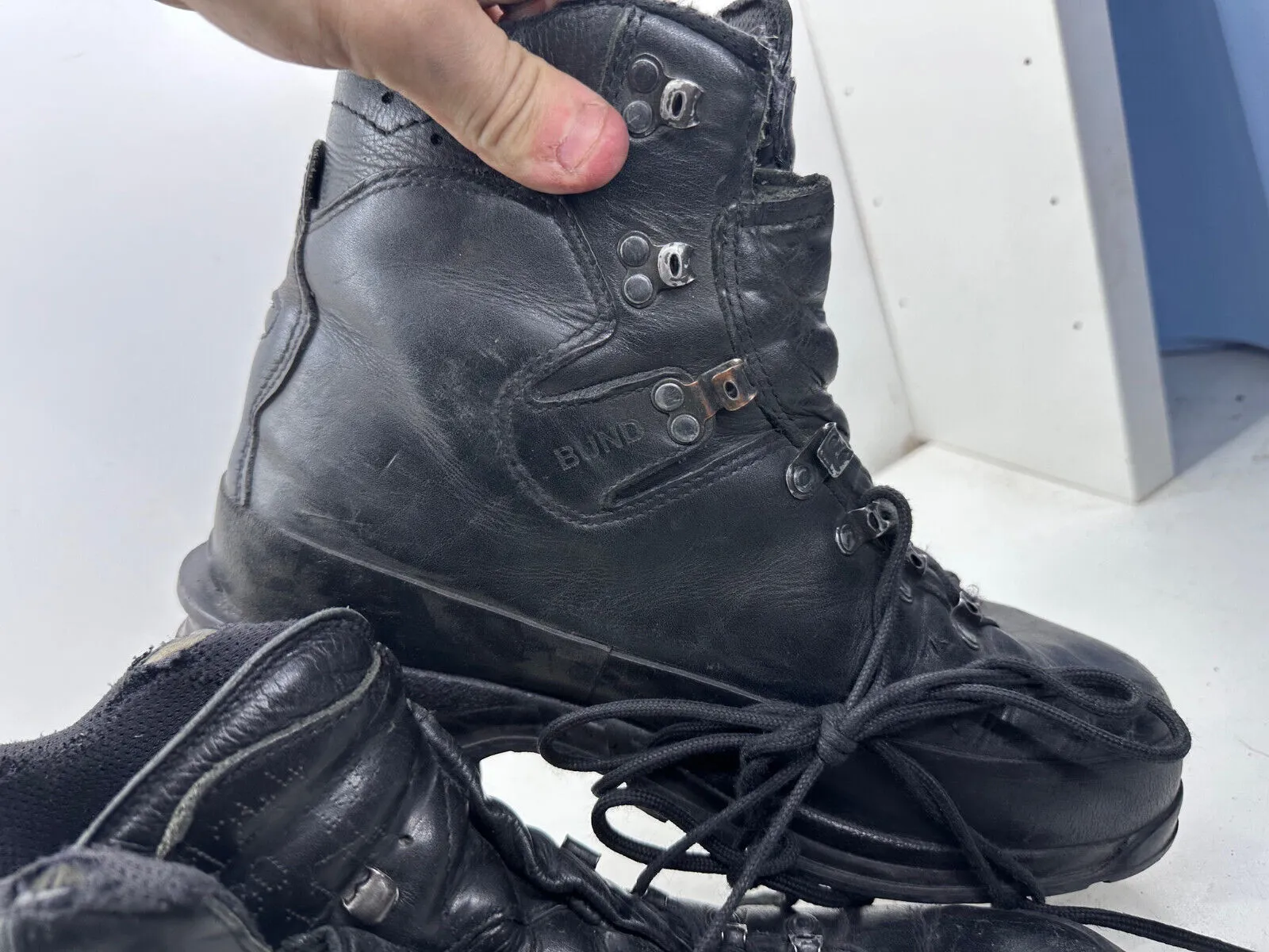 German Army Black Leather Army Heavy Duty Combat Boots Meindl Size EU 44 UK 9.5