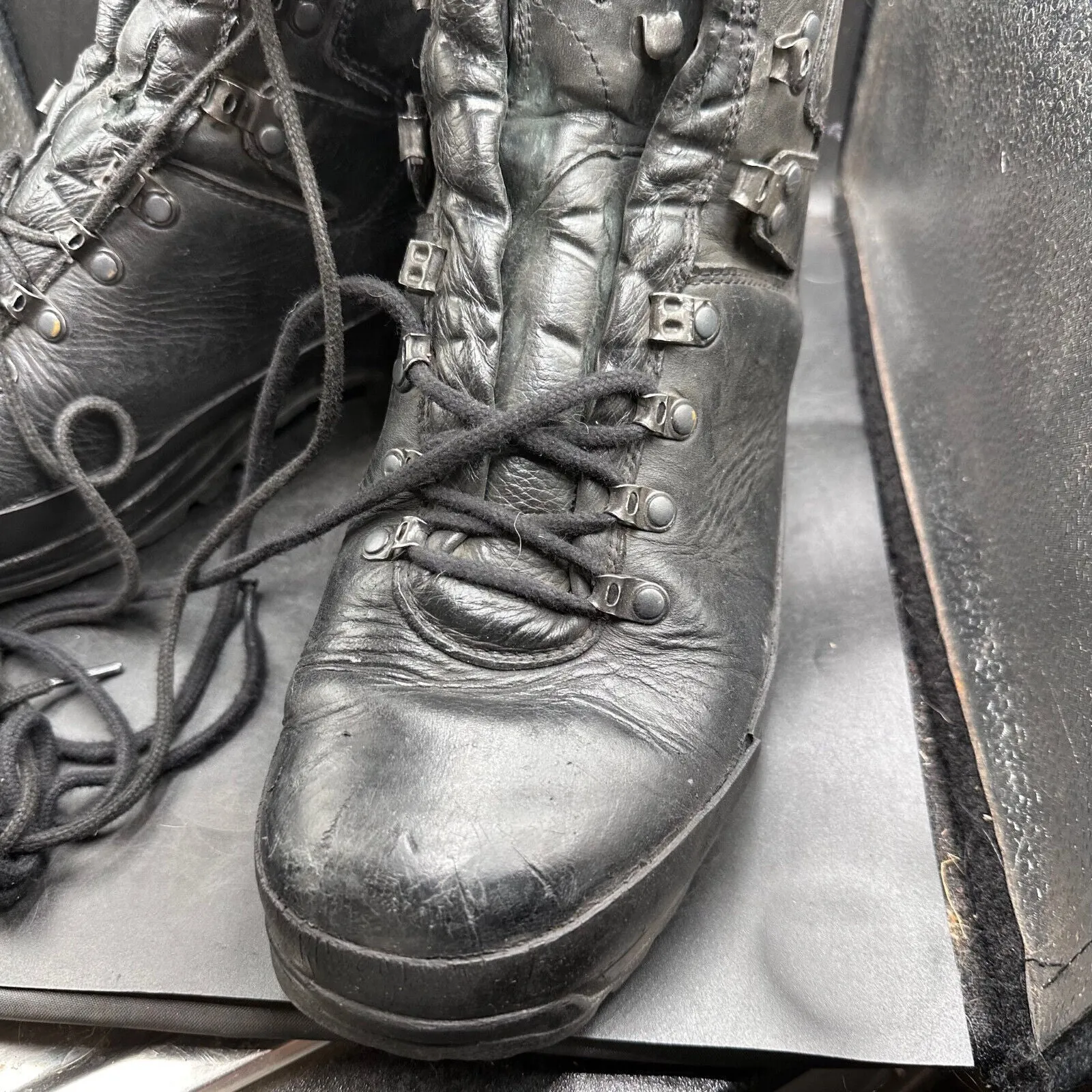 German Army Black Leather Army Heavy Duty Combat Boots Meindl Size EU 44.5 UK 10