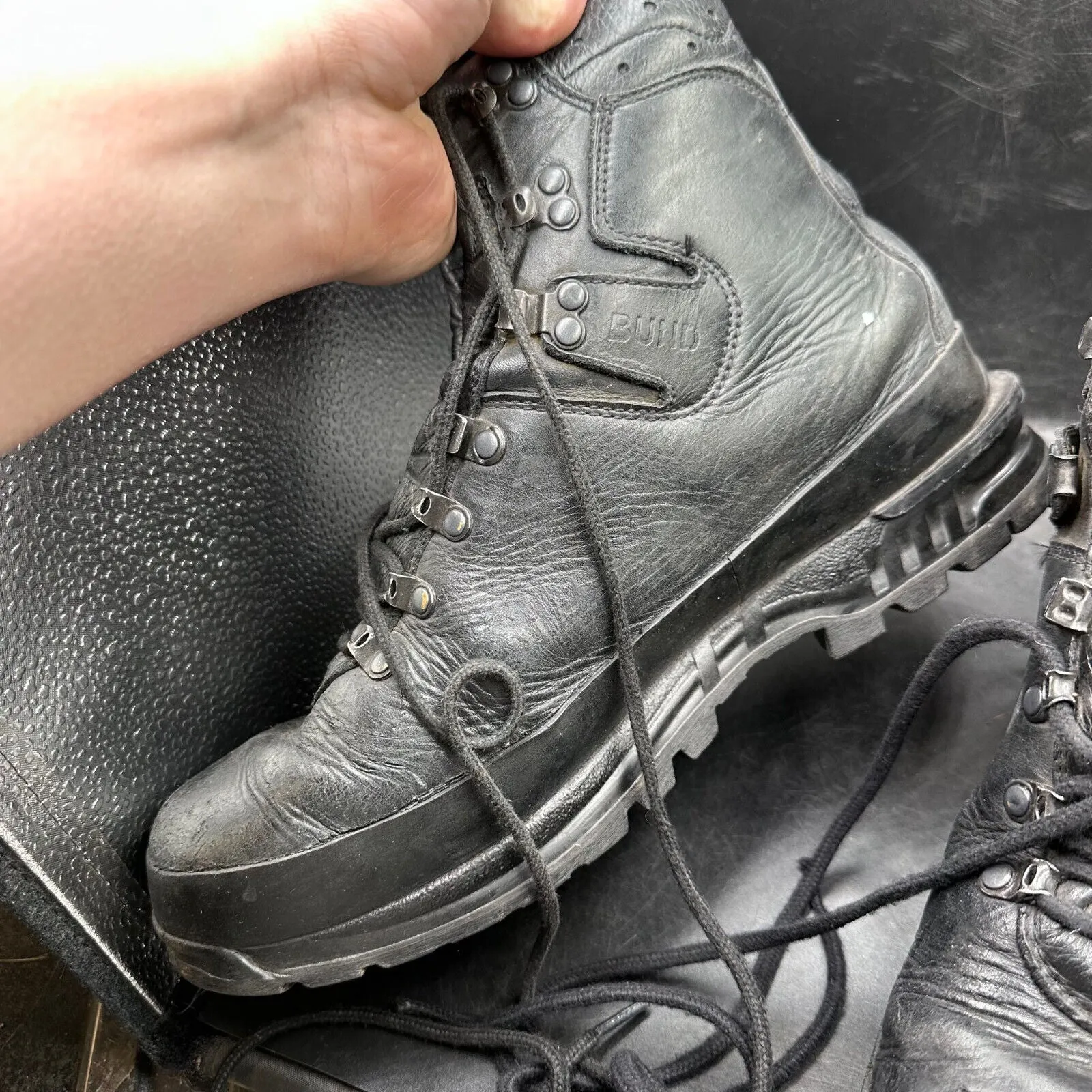 German Army Black Leather Army Heavy Duty Combat Boots Meindl Size EU 44.5 UK 10