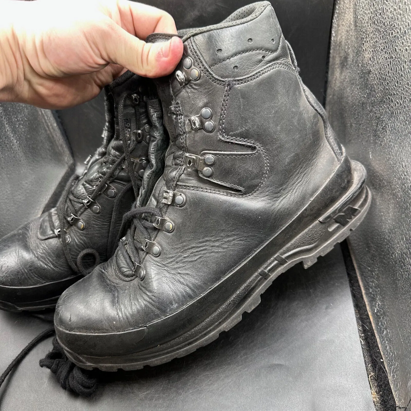 German Army Black Leather Army Heavy Duty Combat Boots Meindl Size EU 44.5 UK 10
