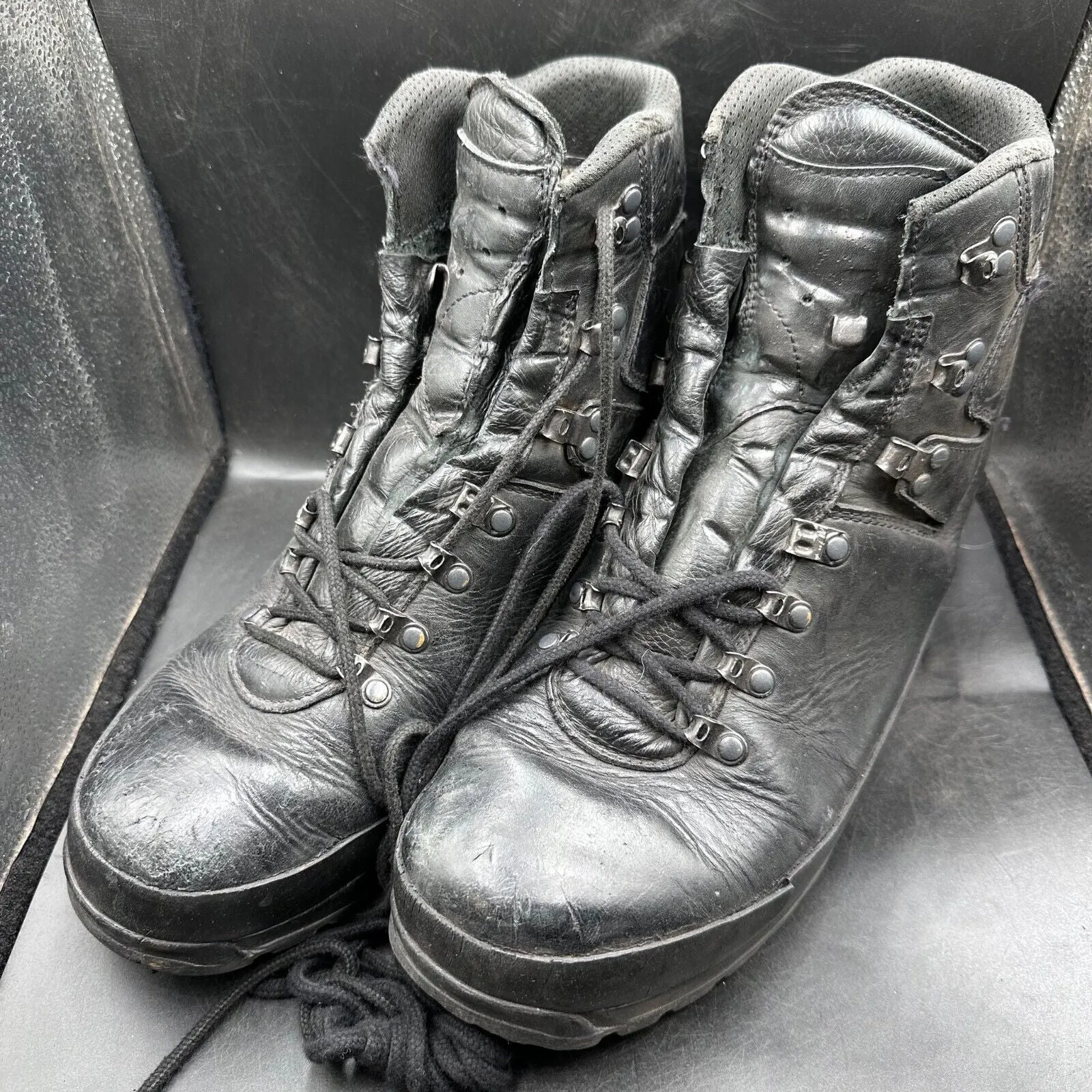 German Army Black Leather Army Heavy Duty Combat Boots Meindl Size EU 44.5 UK 10