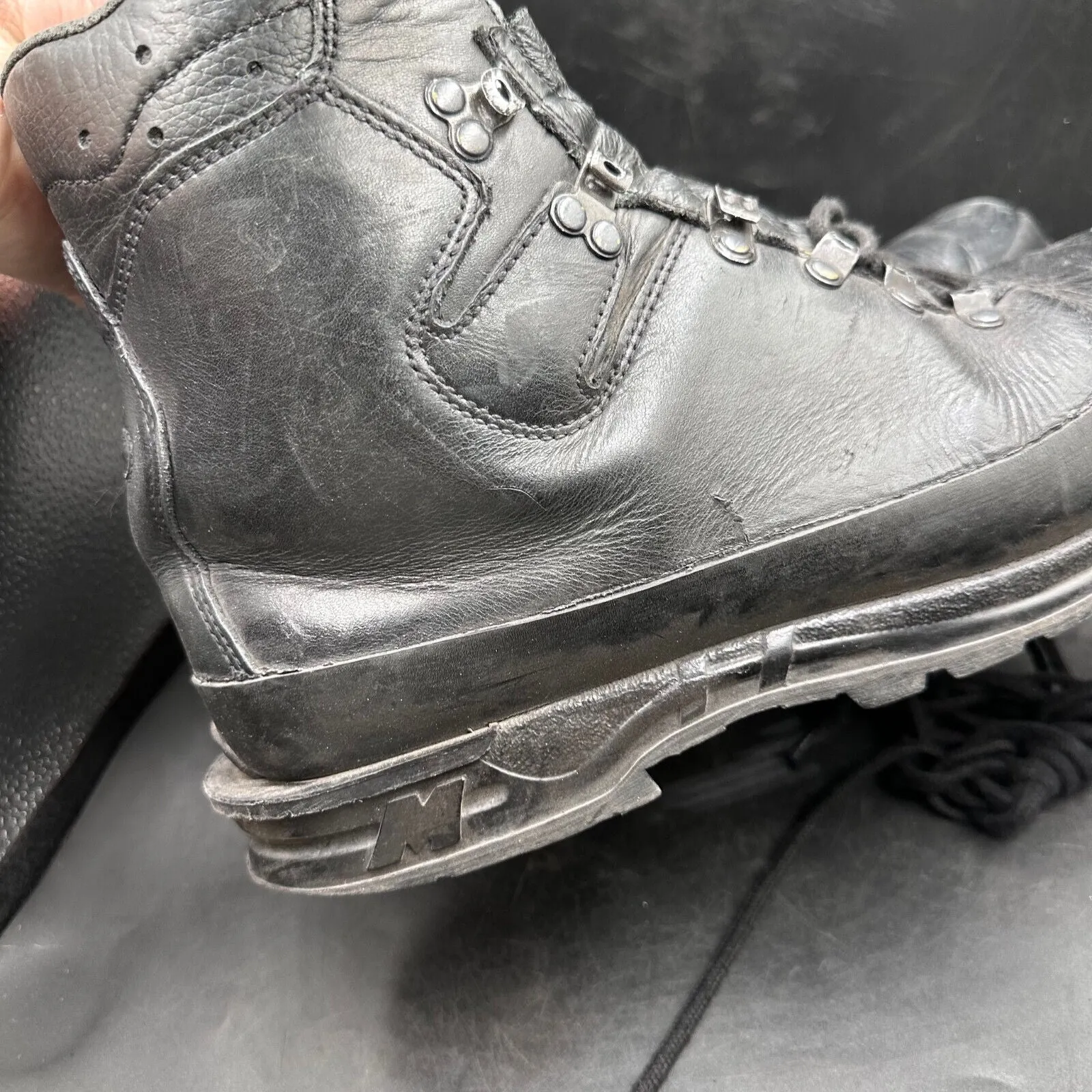 German Army Black Leather Army Heavy Duty Combat Boots Meindl Size EU 44.5 UK 10