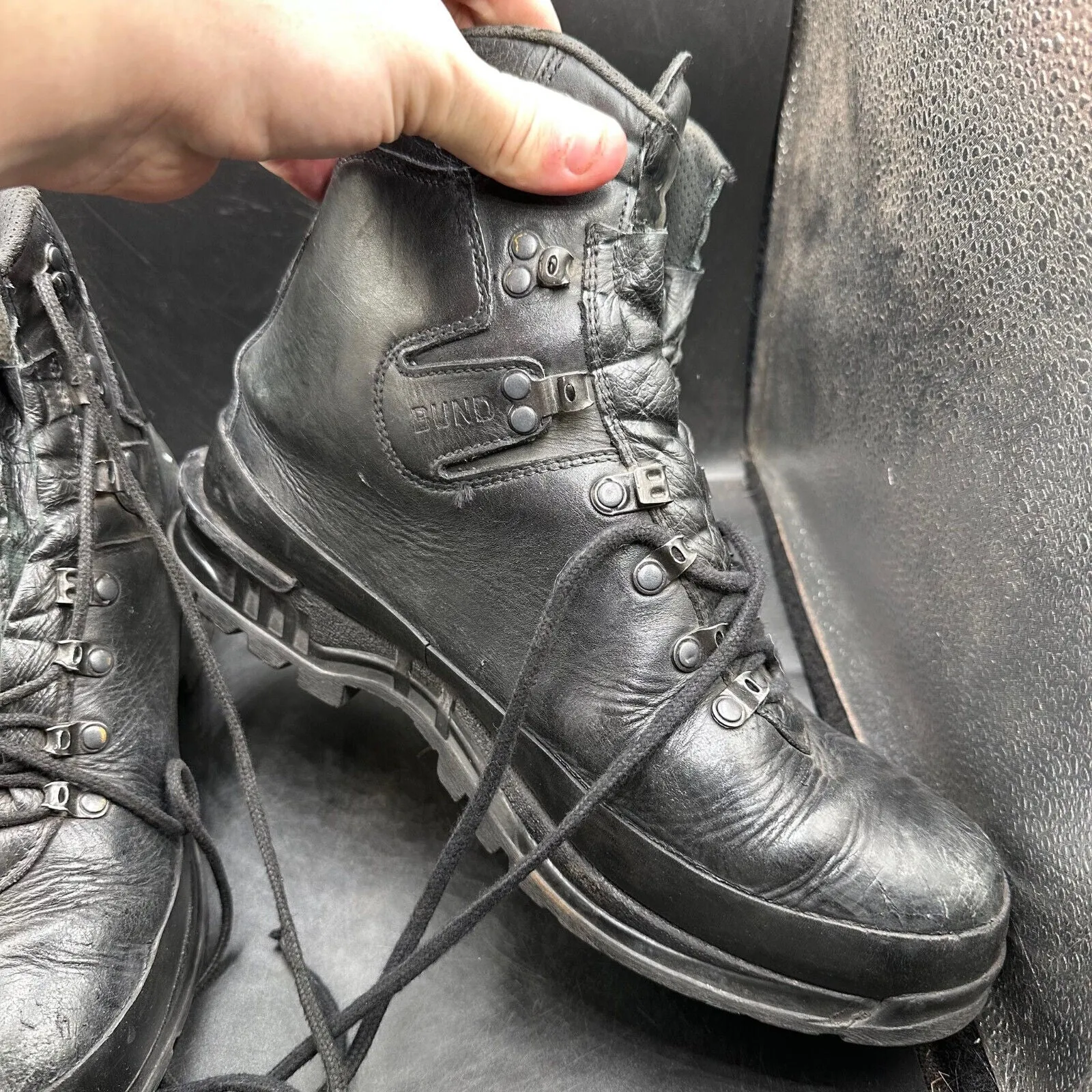 German Army Black Leather Army Heavy Duty Combat Boots Meindl Size EU 44.5 UK 10