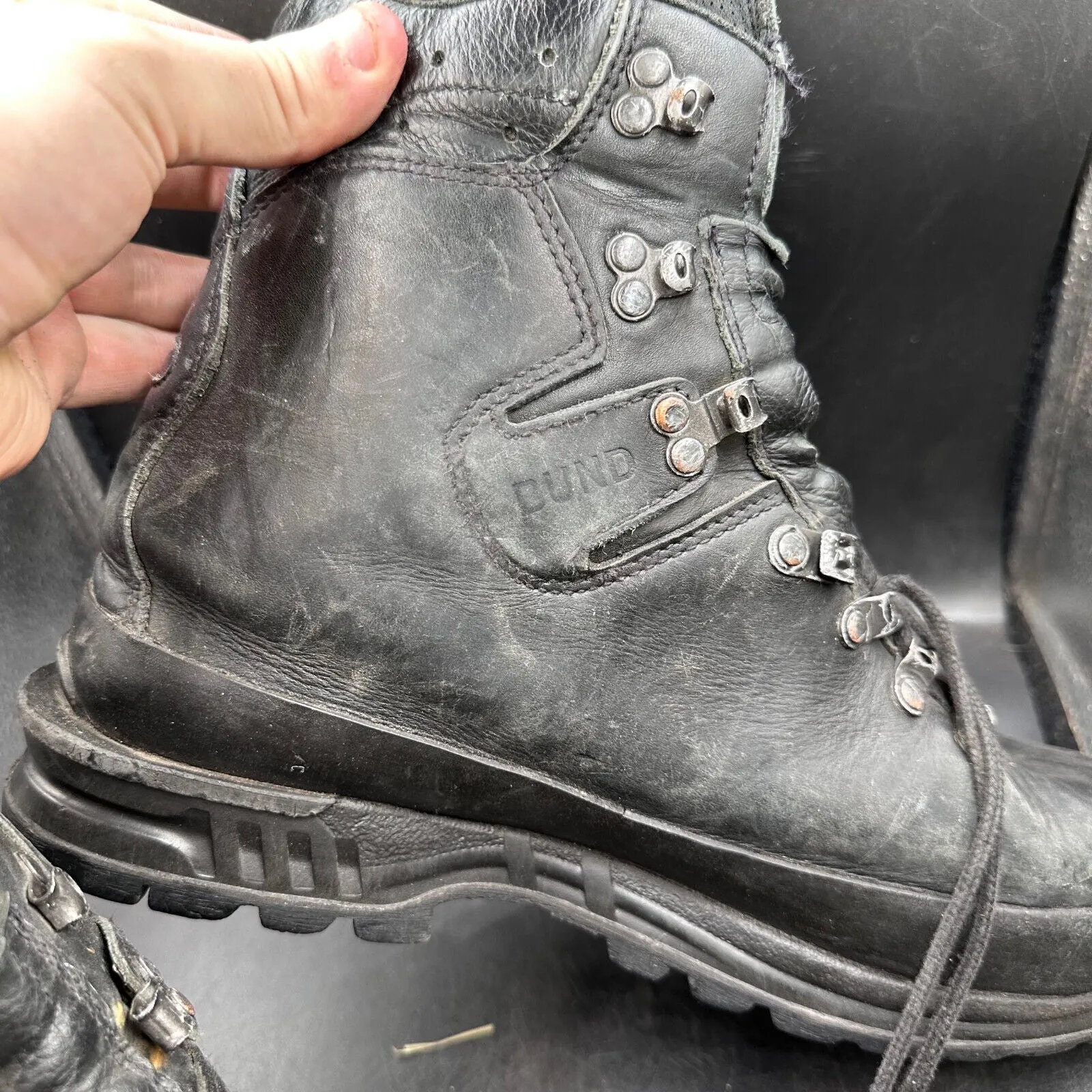 German Army Black Leather Army Heavy Duty Combat Boots Meindl Size EU 45 UK 10.5
