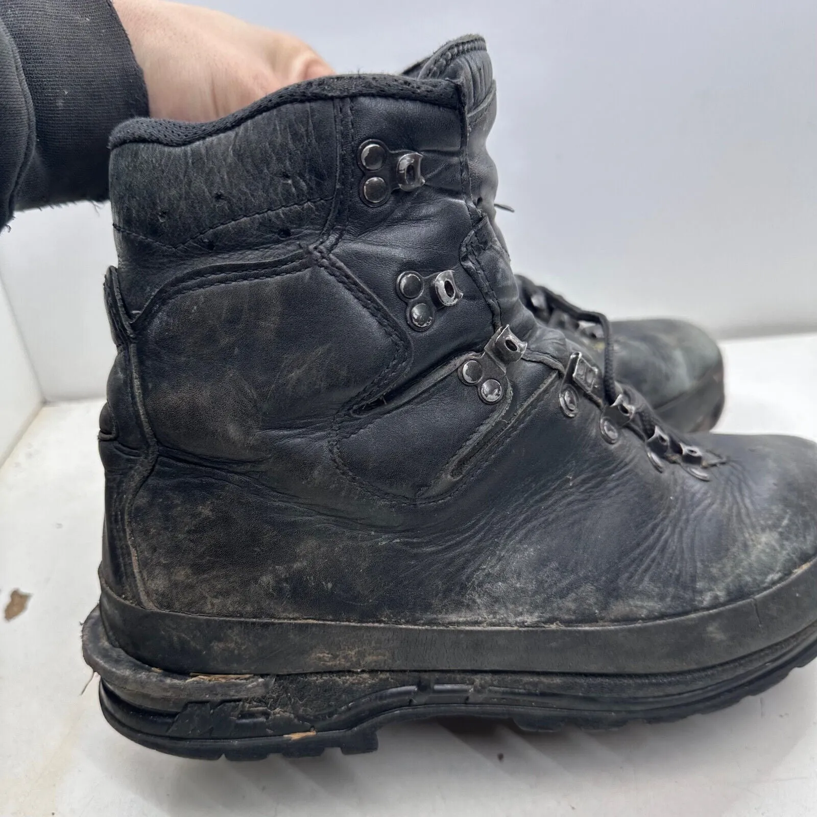 German Army Black Leather Army Heavy Duty Combat Boots Meindl Size EU 45 UK 10.5