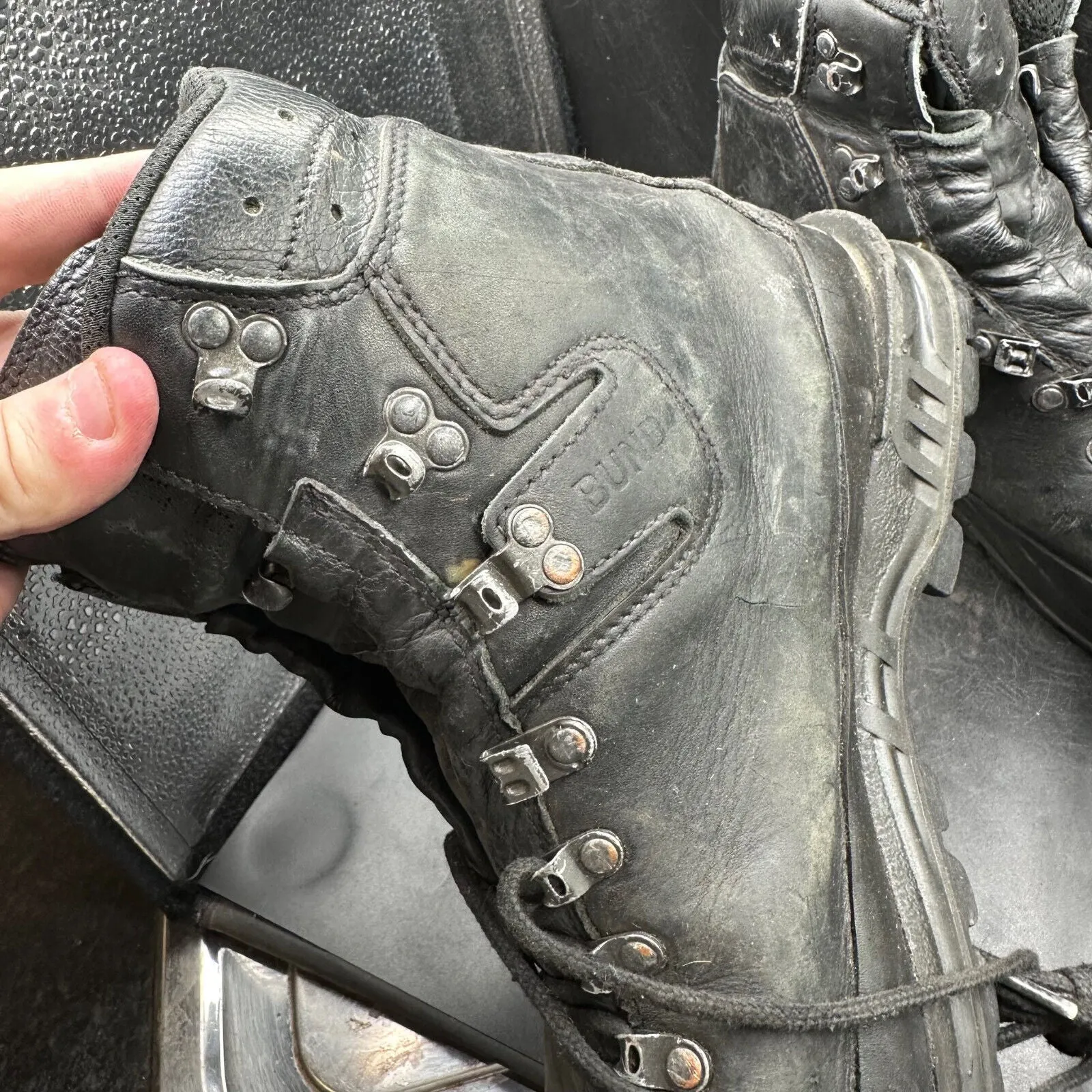 German Army Black Leather Army Heavy Duty Combat Boots Meindl Size EU 45 UK 10.5