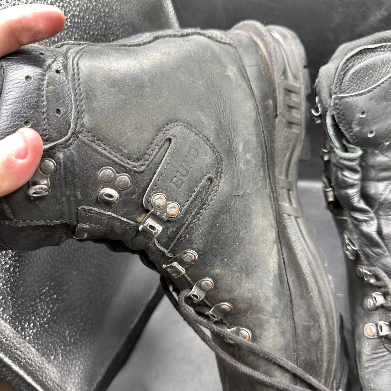 German Army Black Leather Army Heavy Duty Combat Boots Meindl Size EU 45 UK 10.5