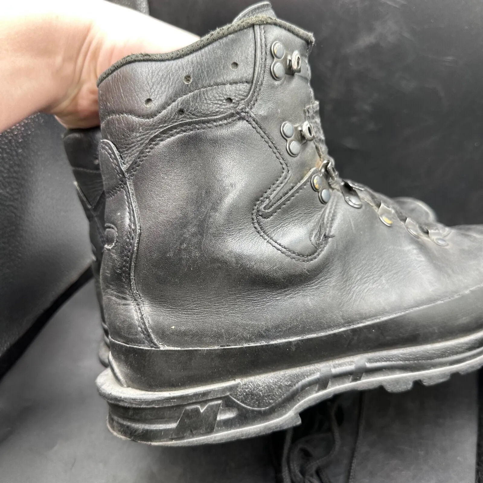 German Army Black Leather Army Heavy Duty Combat Boots Meindl Size EU 45 UK 10
