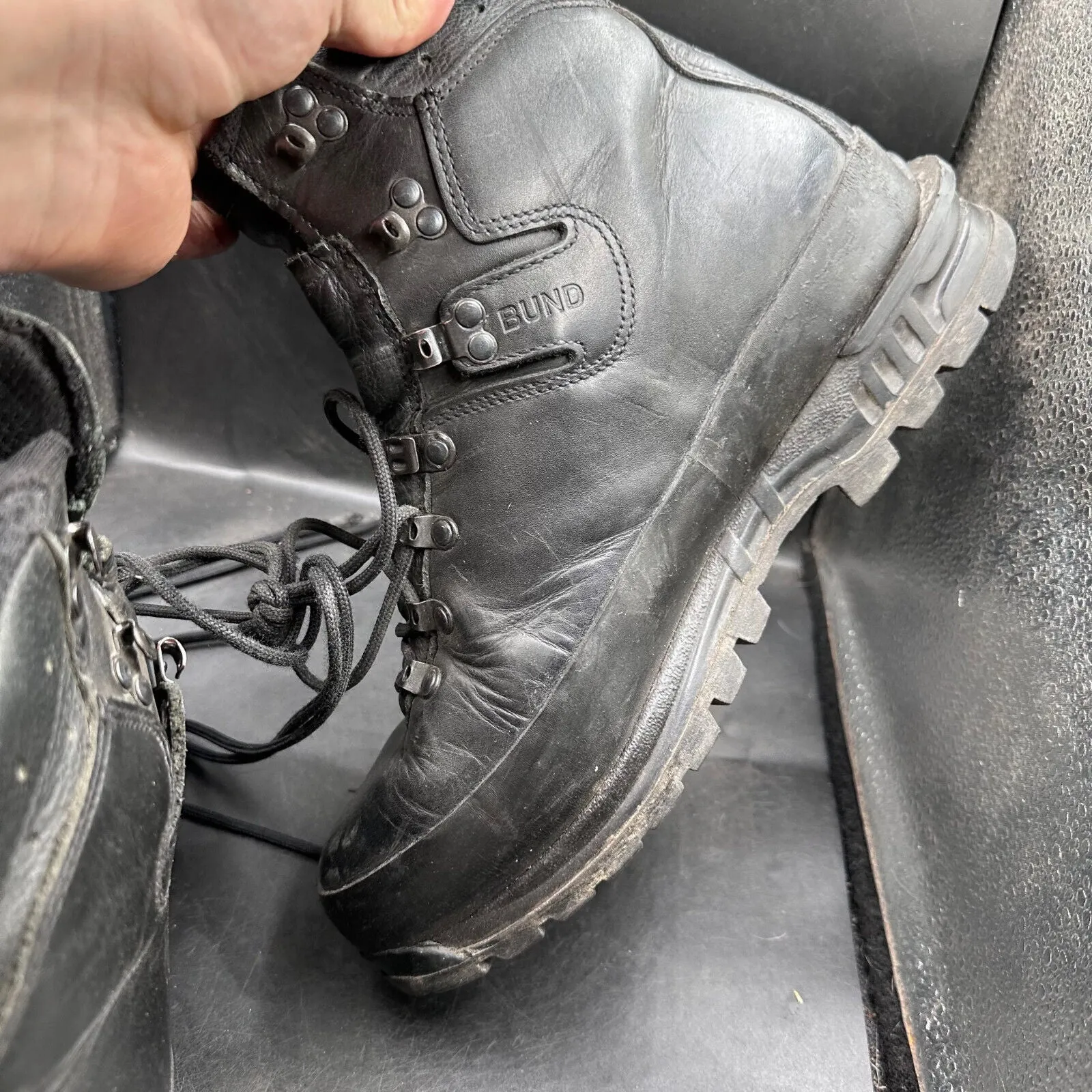 German Army Black Leather Army Heavy Duty Combat Boots Meindl Size EU 45 UK 10