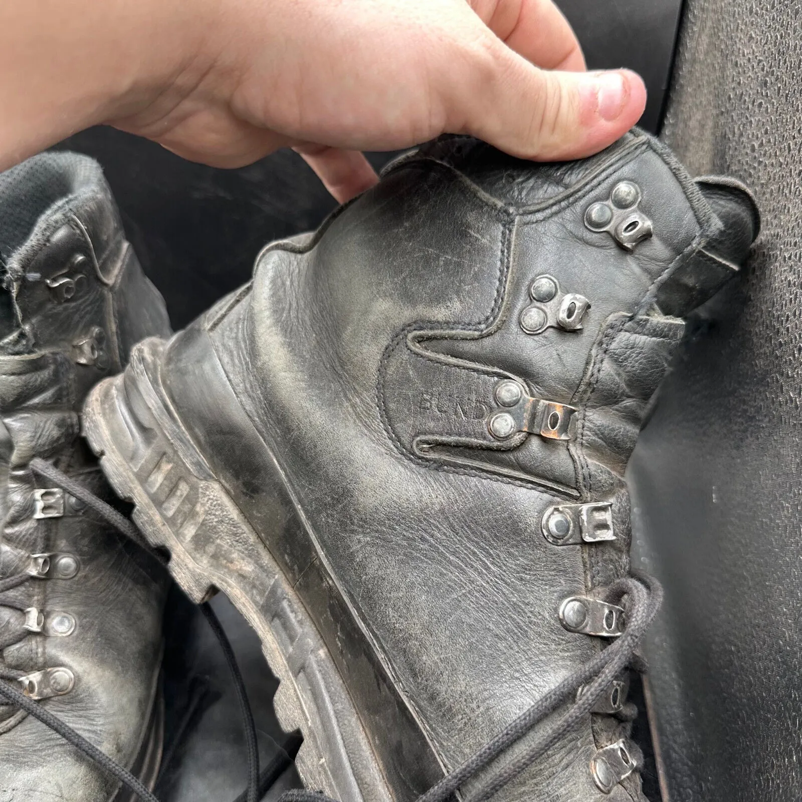 German Army Black Leather Army Heavy Duty Combat Boots Meindl Size EU 45 UK 10