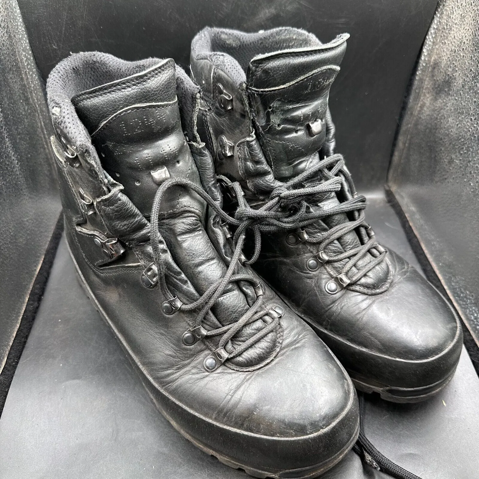 German Army Black Leather Army Heavy Duty Combat Boots Meindl Size EU 45 UK 10