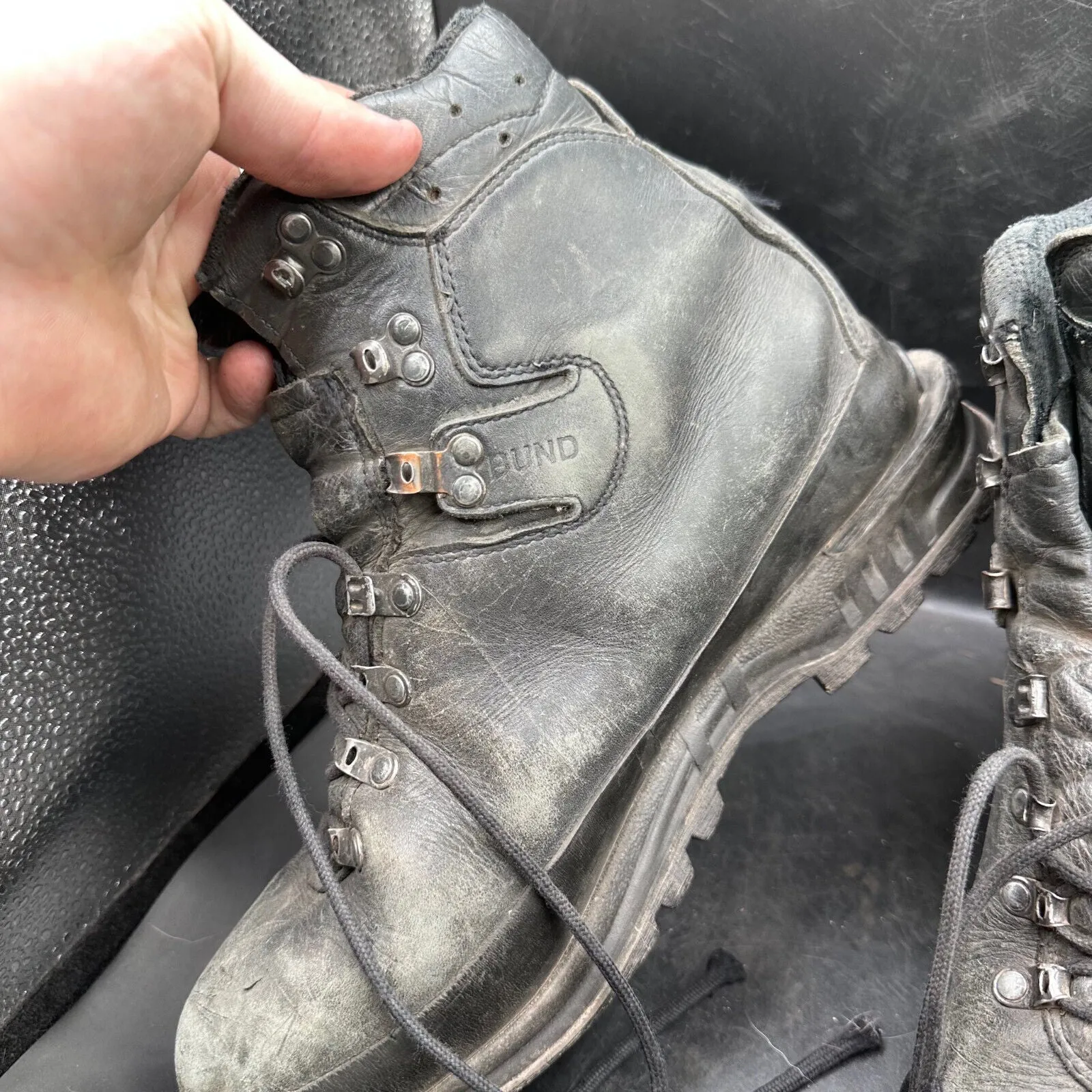German Army Black Leather Army Heavy Duty Combat Boots Meindl Size EU 45 UK 10