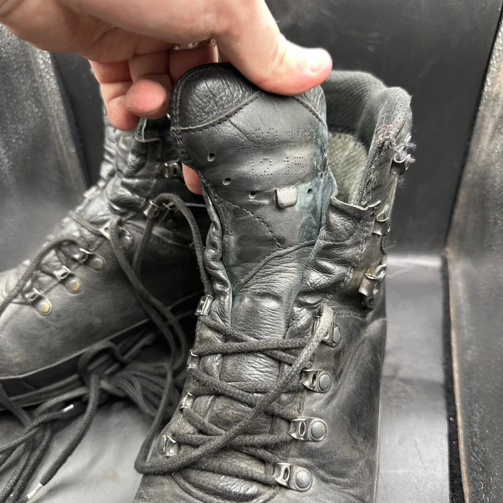 German Army Black Leather Army Heavy Duty Combat Boots Meindl Size EU 45 UK 10