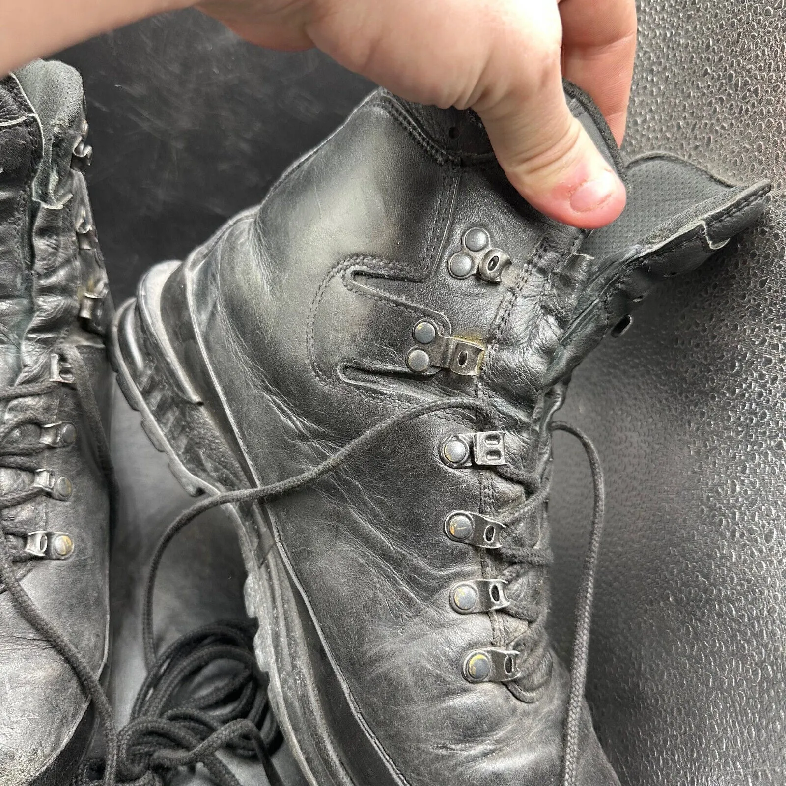 German Army Black Leather Army Heavy Duty Combat Boots Meindl Size EU 45 UK 10