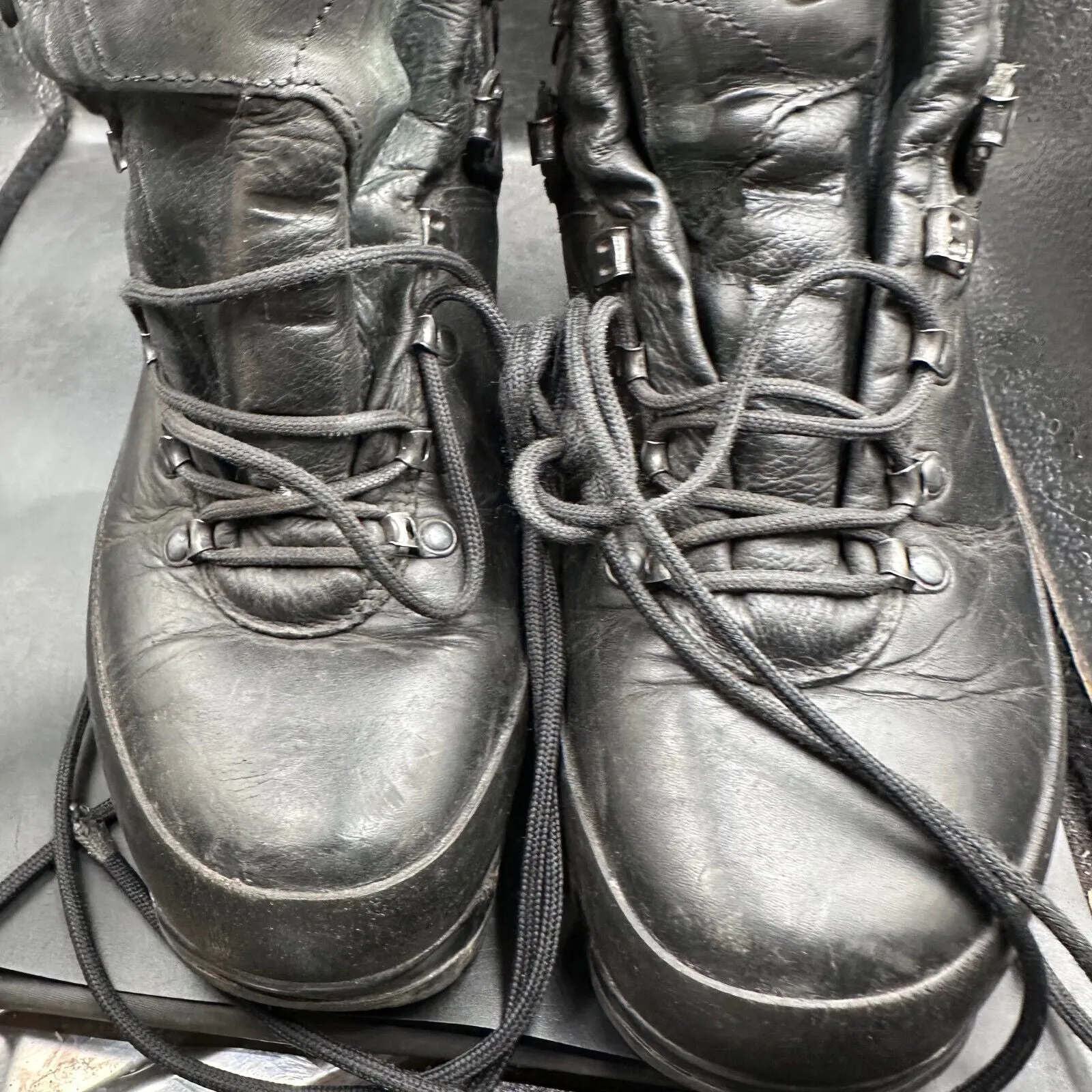 German Army Black Leather Army Heavy Duty Combat Boots Meindl Size EU 45 UK 10