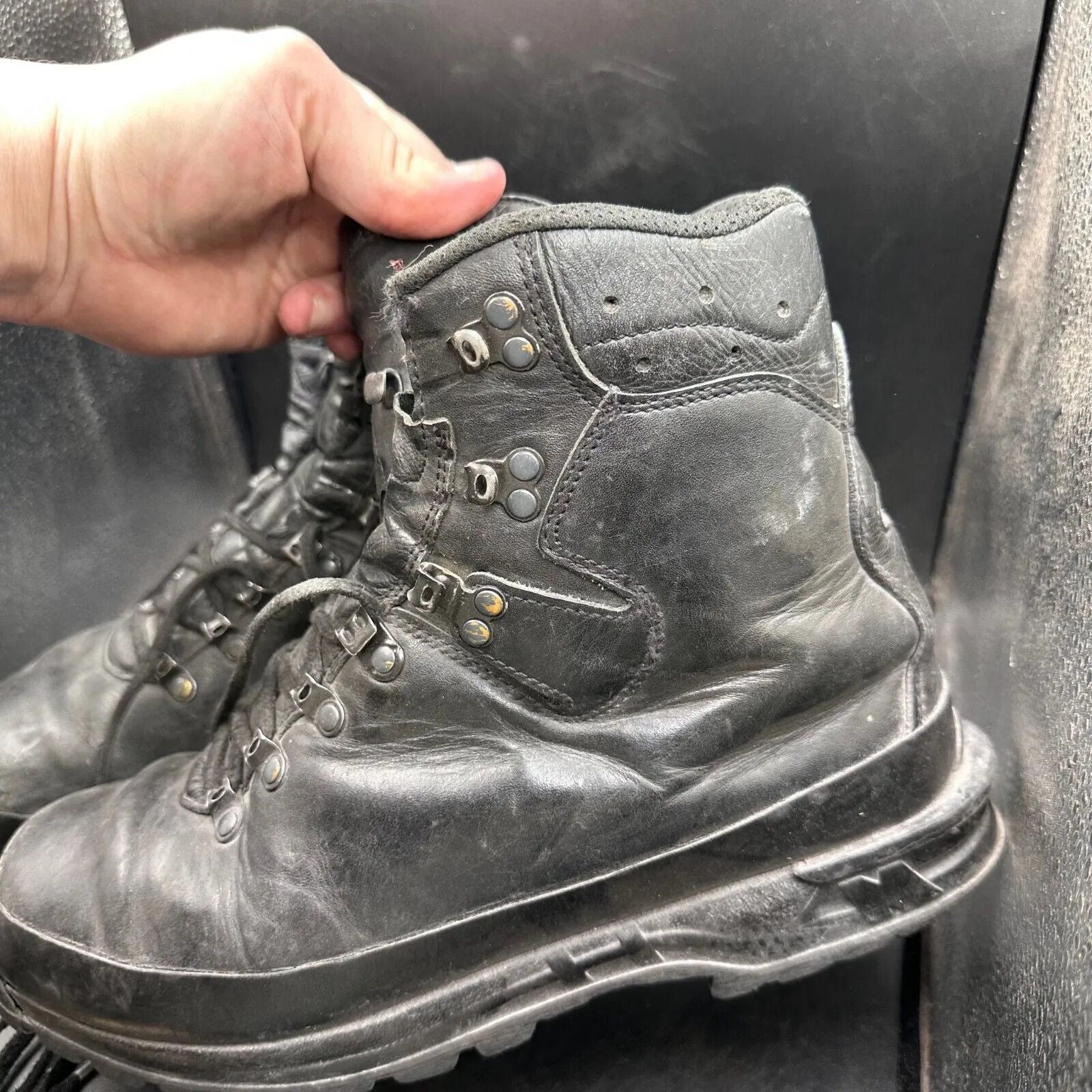 German Army Black Leather Army Heavy Duty Combat Boots Meindl Size EU 45 UK 10