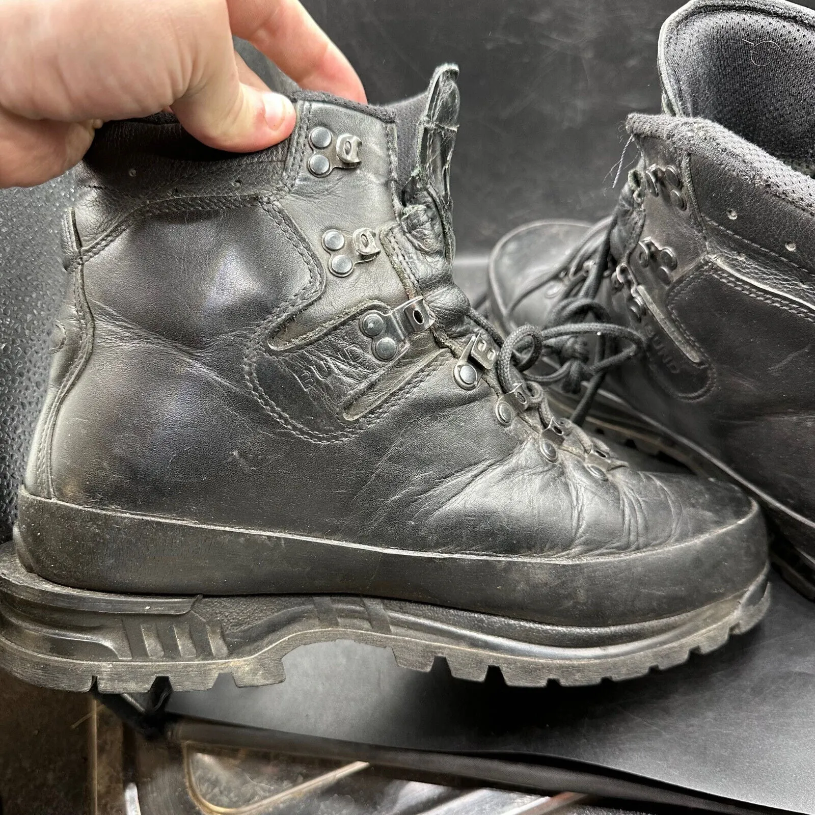 German Army Black Leather Army Heavy Duty Combat Boots Meindl Size EU 45 UK 10