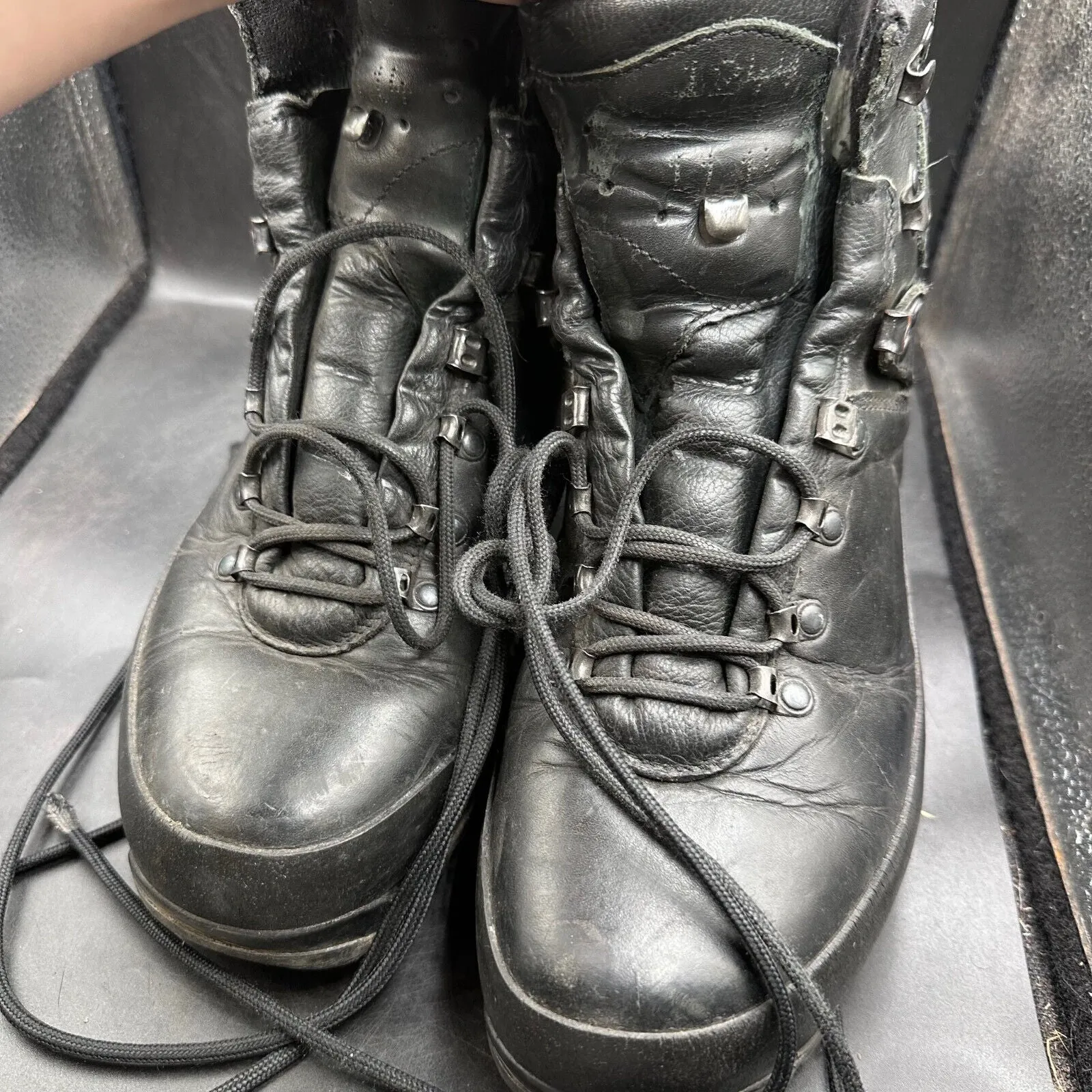 German Army Black Leather Army Heavy Duty Combat Boots Meindl Size EU 45 UK 10