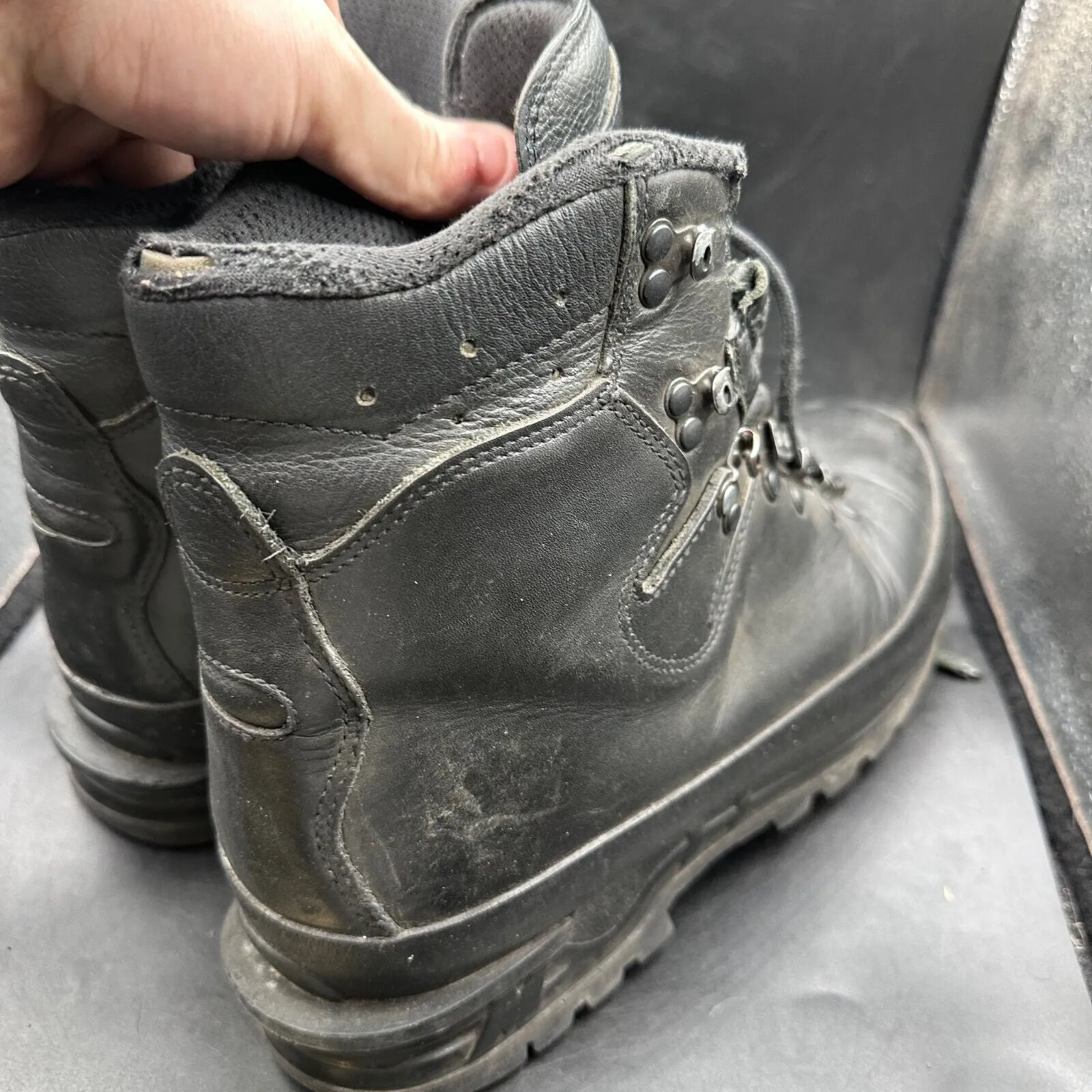 German Army Black Leather Army Heavy Duty Combat Boots Meindl Size EU 45 UK 10