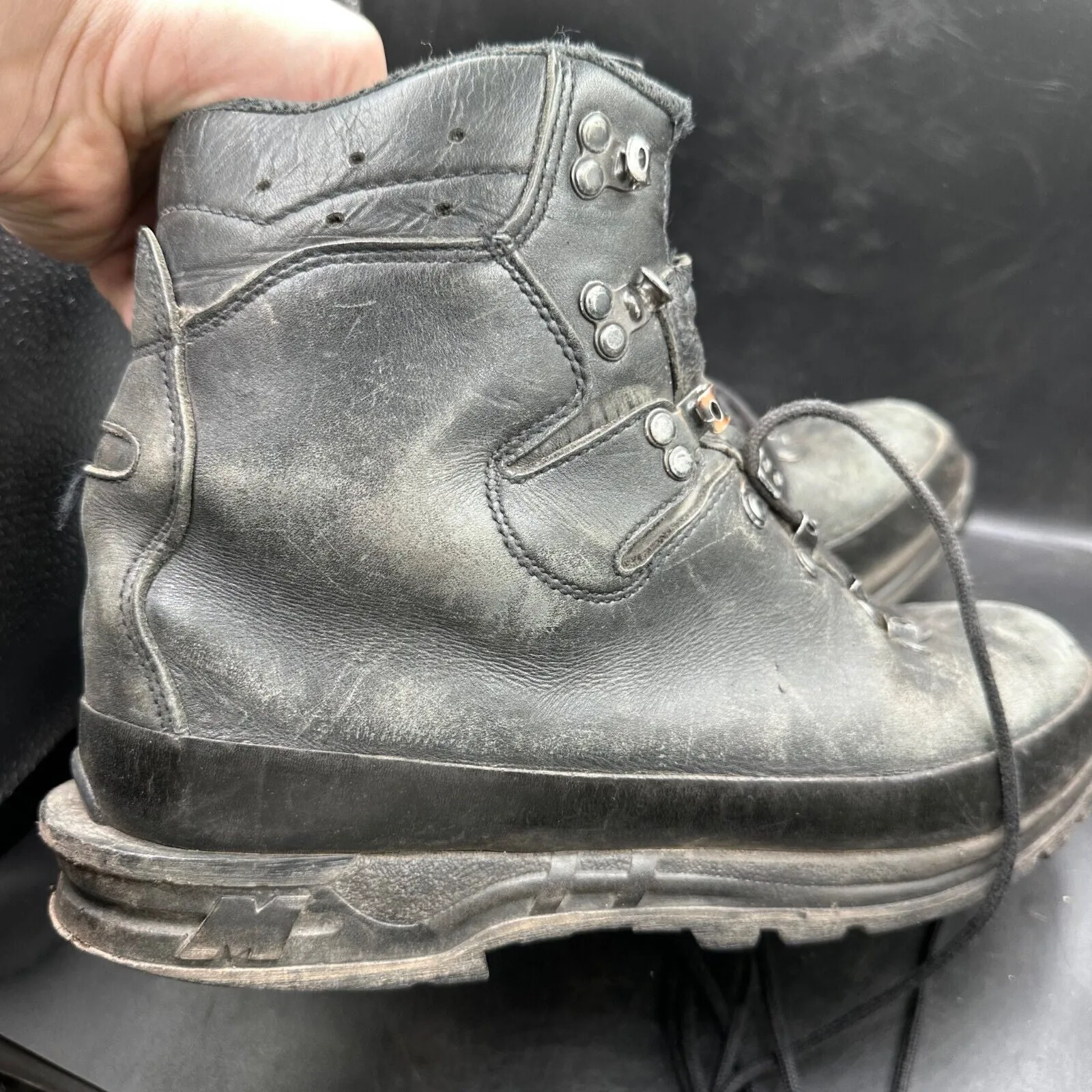 German Army Black Leather Army Heavy Duty Combat Boots Meindl Size EU 45 UK 10
