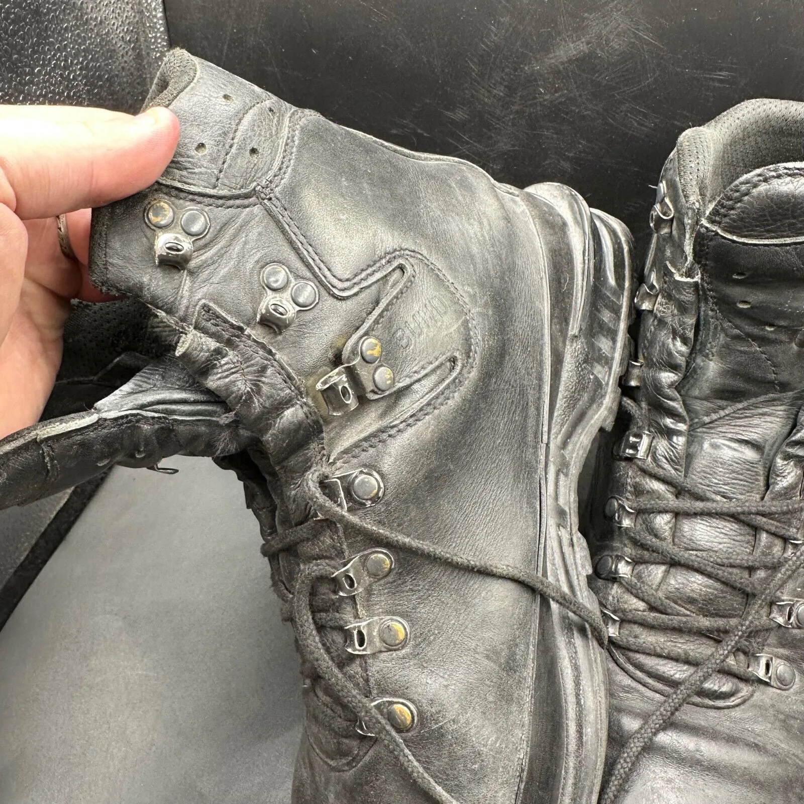 German Army Black Leather Army Heavy Duty Combat Boots Meindl Size EU 45 UK 10