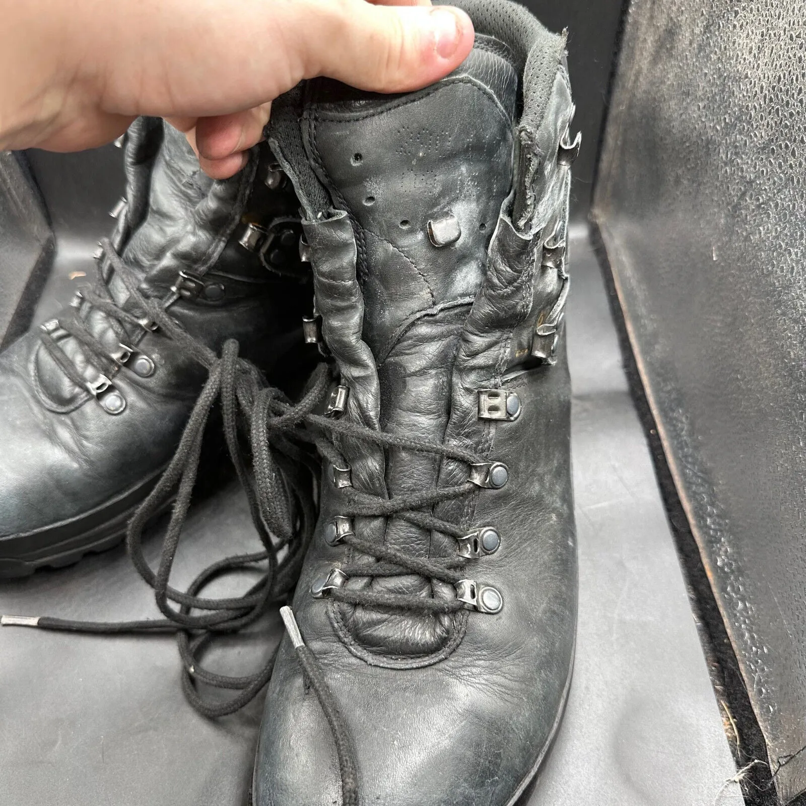 German Army Black Leather Army Heavy Duty Combat Boots Meindl Size EU 46 UK 11