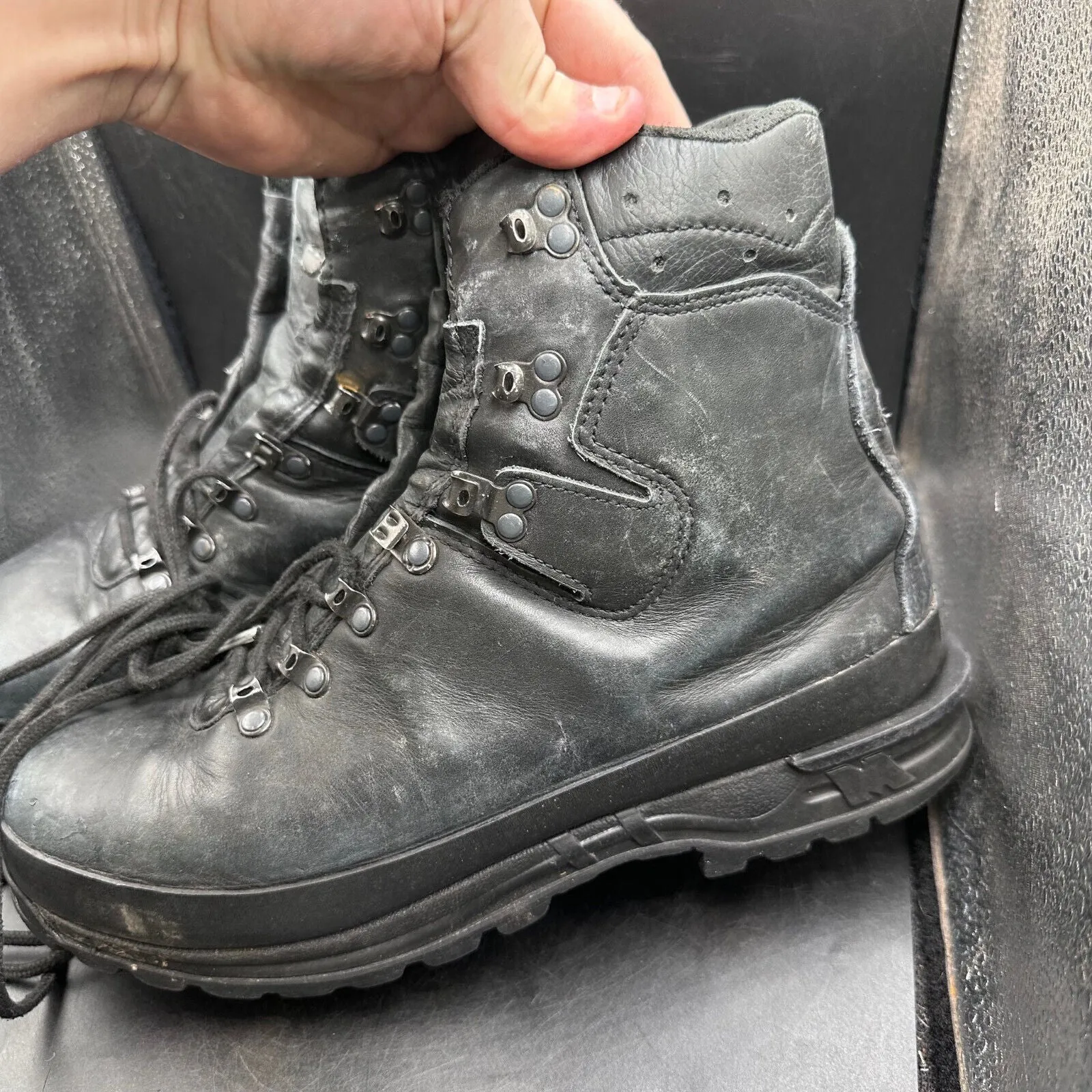 German Army Black Leather Army Heavy Duty Combat Boots Meindl Size EU 46 UK 11
