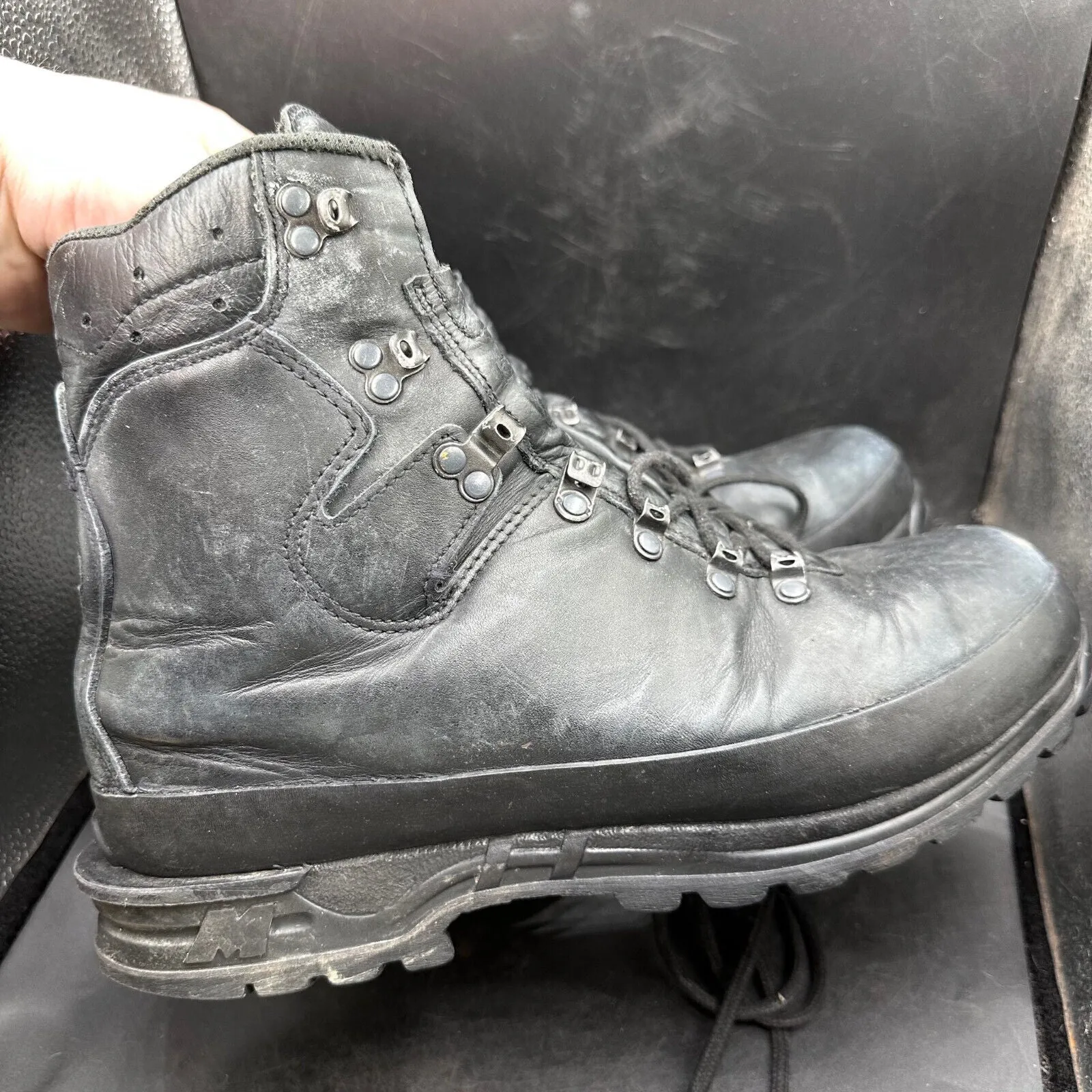 German Army Black Leather Army Heavy Duty Combat Boots Meindl Size EU 46 UK 11