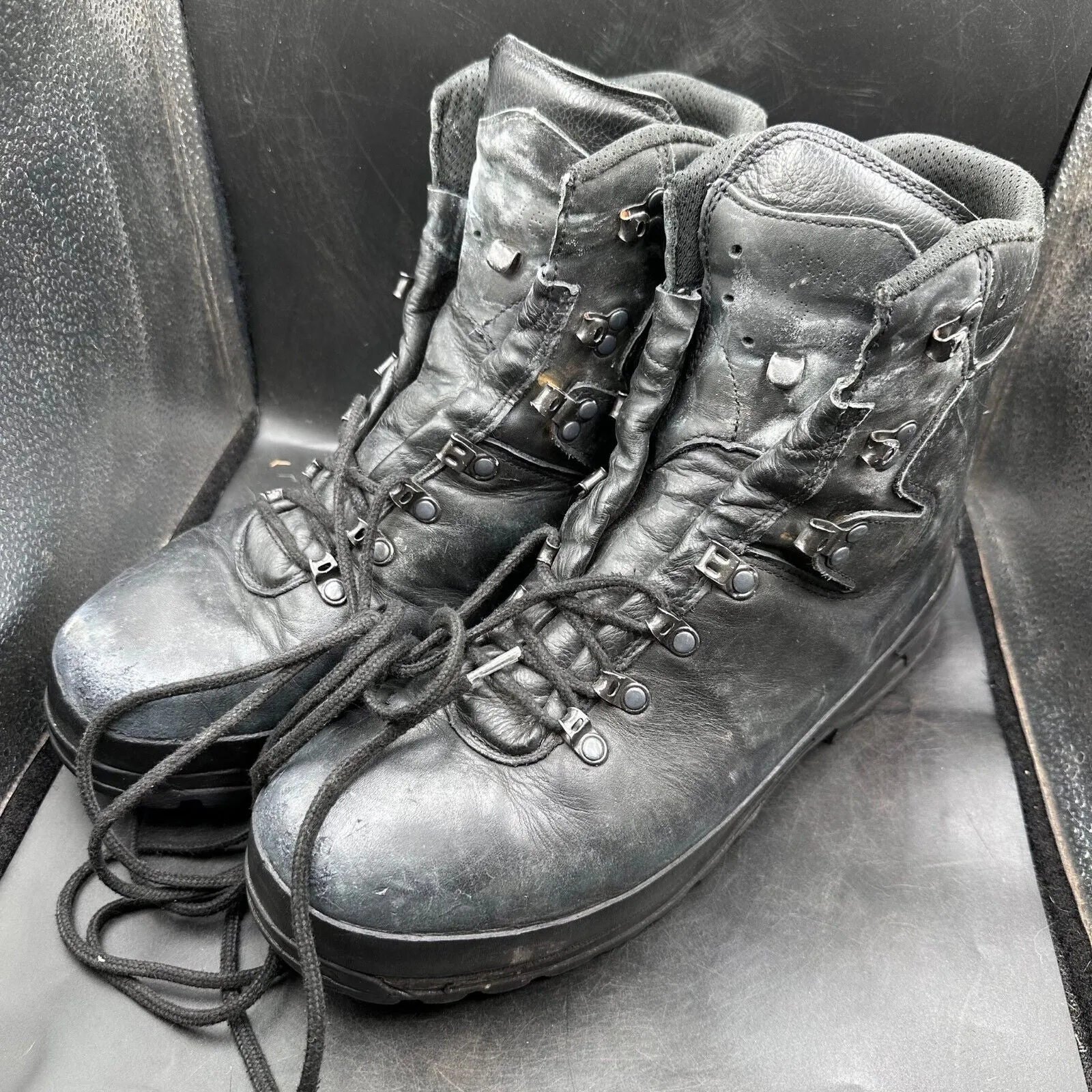 German Army Black Leather Army Heavy Duty Combat Boots Meindl Size EU 46 UK 11