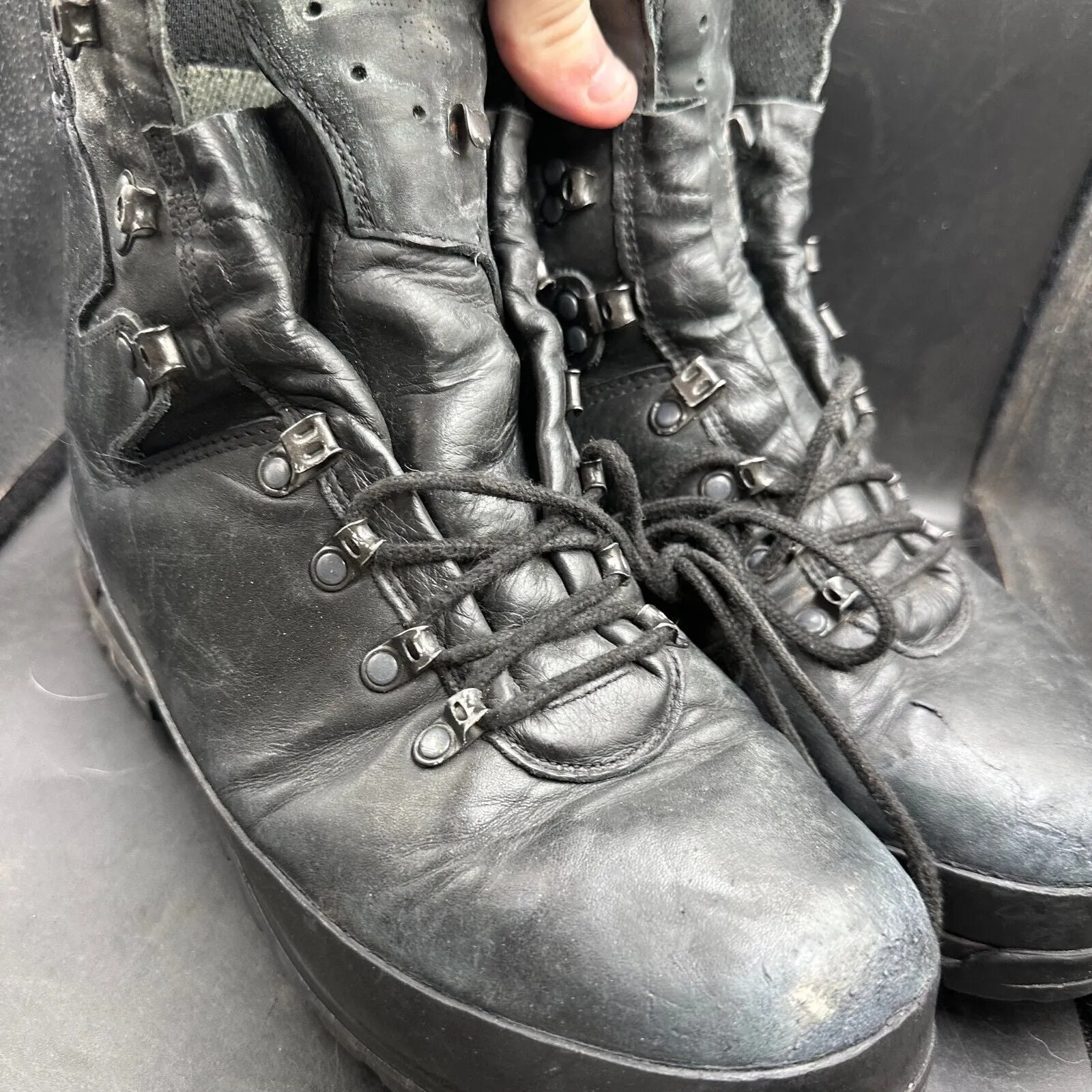 German Army Black Leather Army Heavy Duty Combat Boots Meindl Size EU 46 UK 11