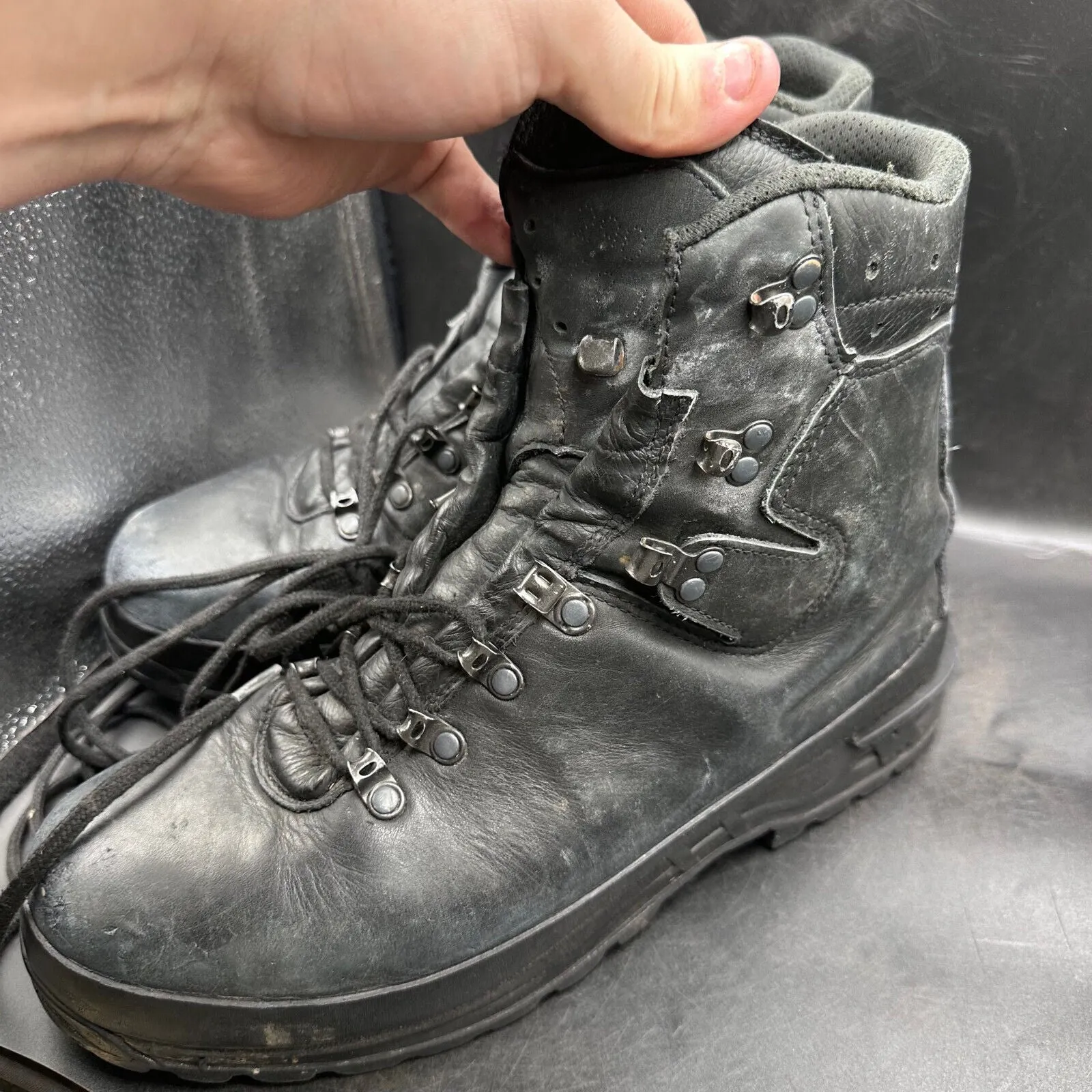 German Army Black Leather Army Heavy Duty Combat Boots Meindl Size EU 46 UK 11