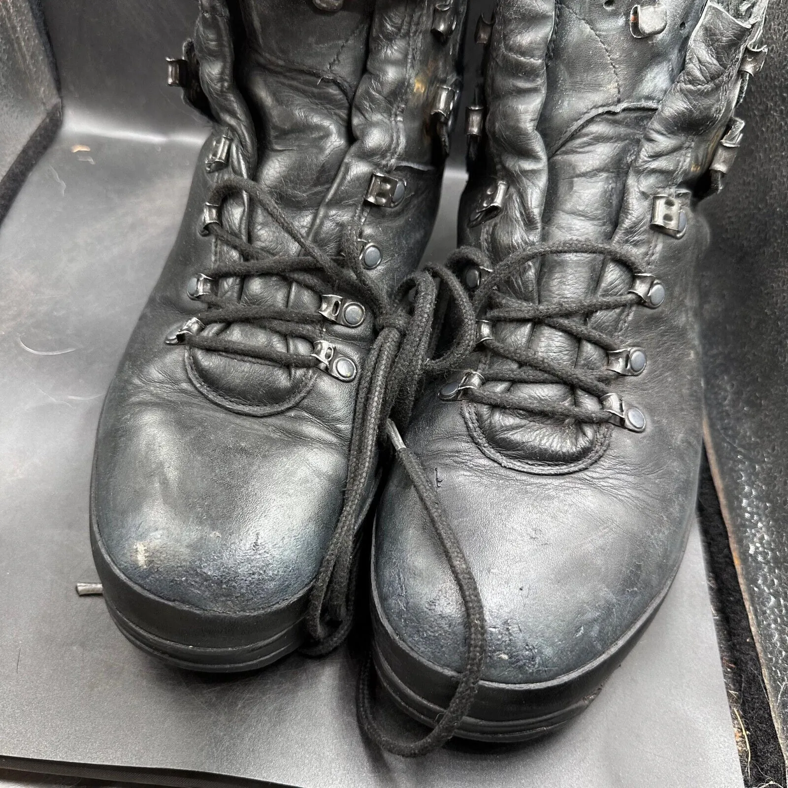 German Army Black Leather Army Heavy Duty Combat Boots Meindl Size EU 46 UK 11
