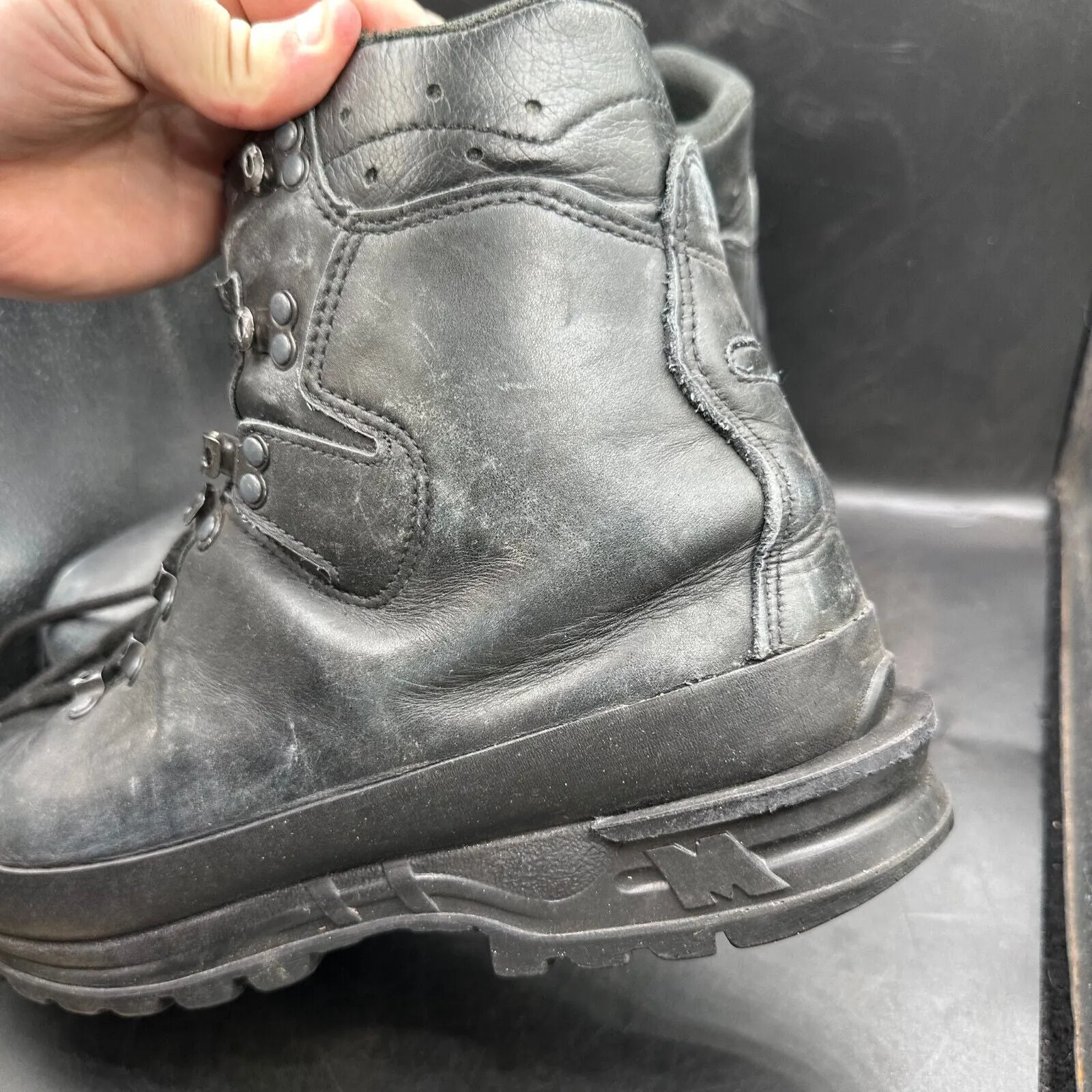 German Army Black Leather Army Heavy Duty Combat Boots Meindl Size EU 46 UK 11