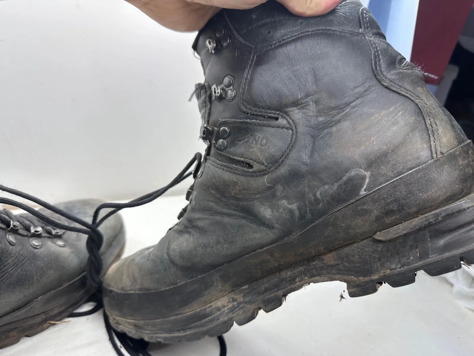German Army Black Leather Army Heavy Duty Combat Boots Meindl - Size EU 47 UK 12