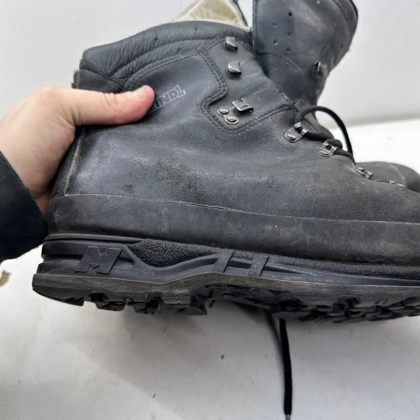 German Army Black Leather Army Heavy Duty Combat Boots Meindl Size EU 47 UK 12