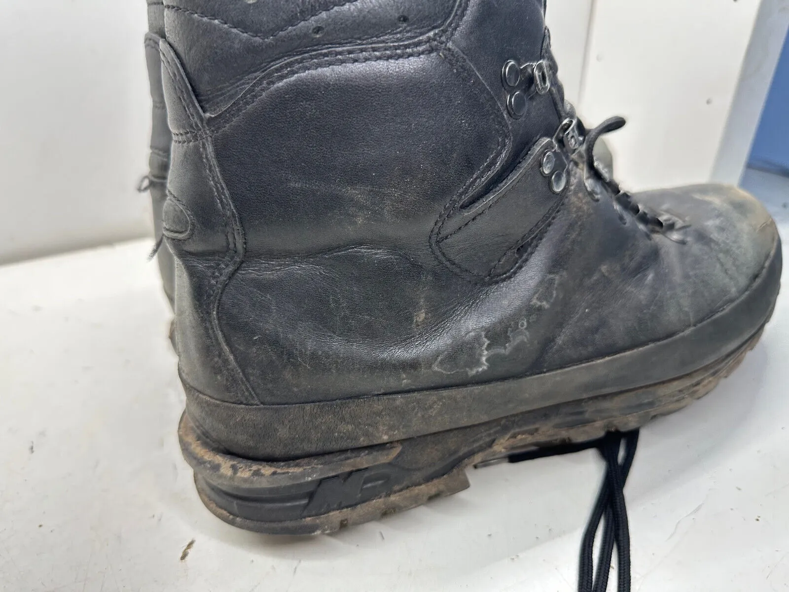 German Army Black Leather Army Heavy Duty Combat Boots Meindl - Size EU 47 UK 12