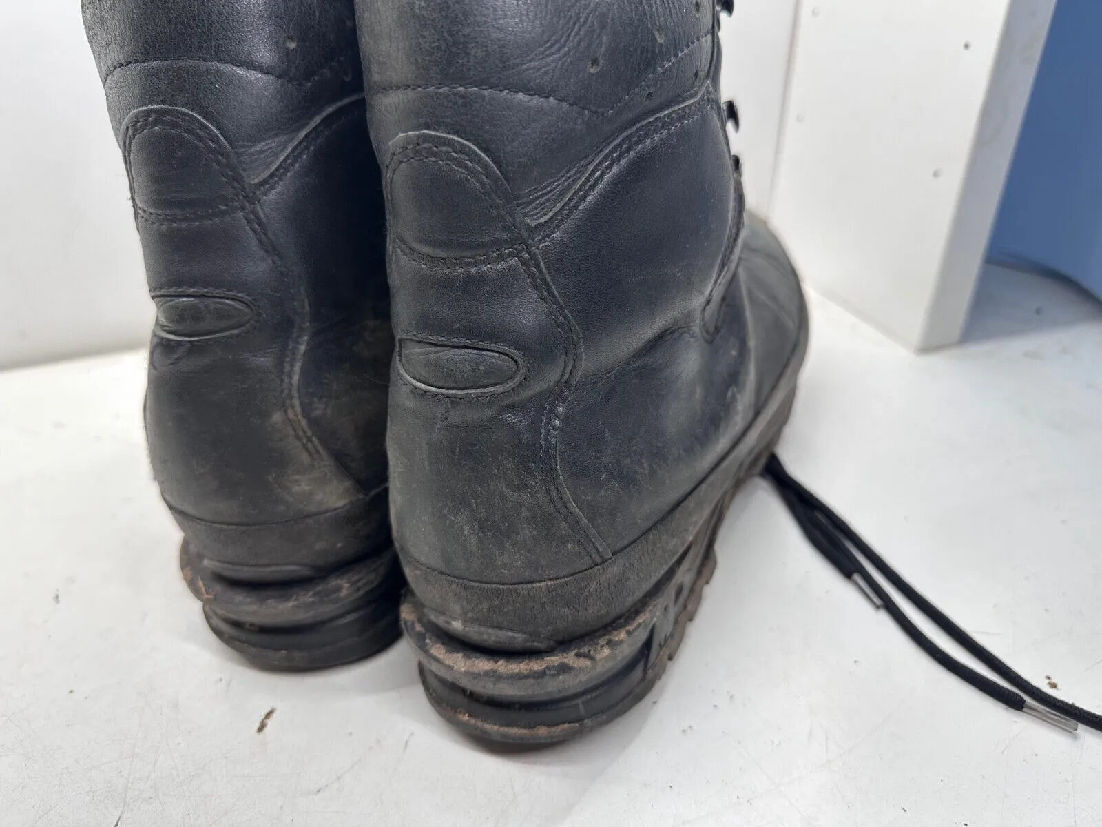 German Army Black Leather Army Heavy Duty Combat Boots Meindl - Size EU 47 UK 12