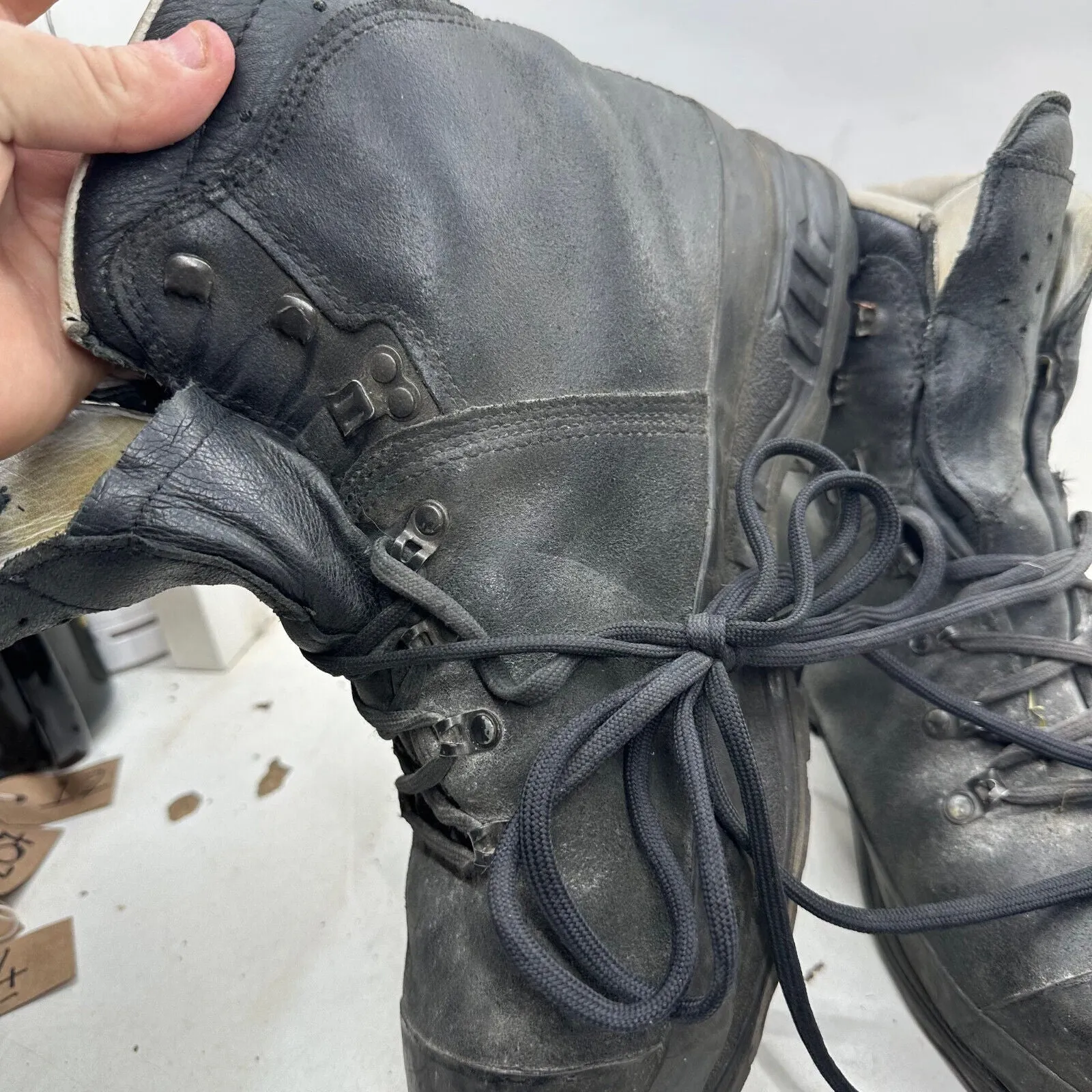 German Army Black Leather Army Heavy Duty Combat Boots Meindl Size EU 47 UK 12