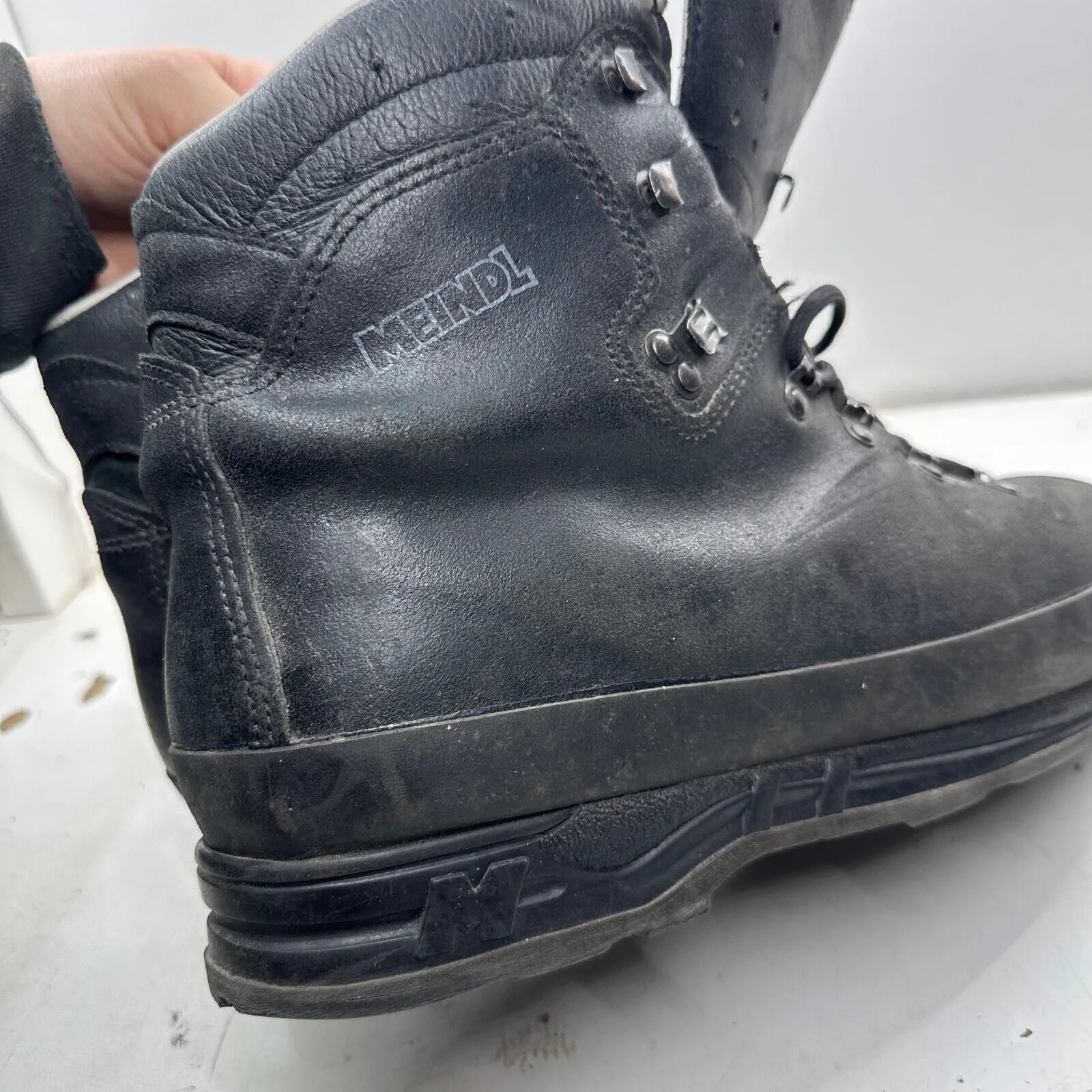 German Army Black Leather Army Heavy Duty Combat Boots Meindl Size EU 47 UK 12