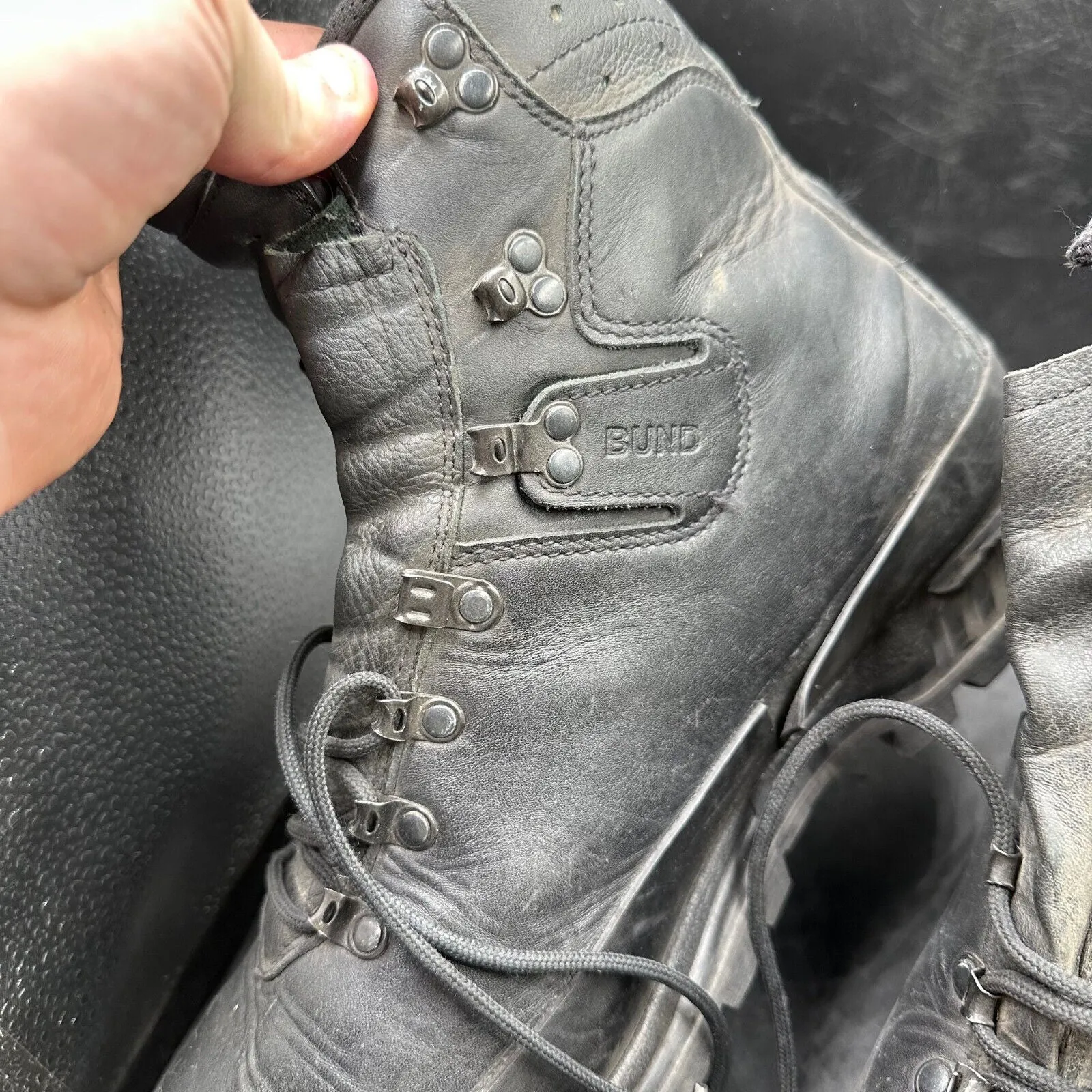 German Army Black Leather Army Heavy Duty Combat Boots Meindl Size EU 47 UK 12