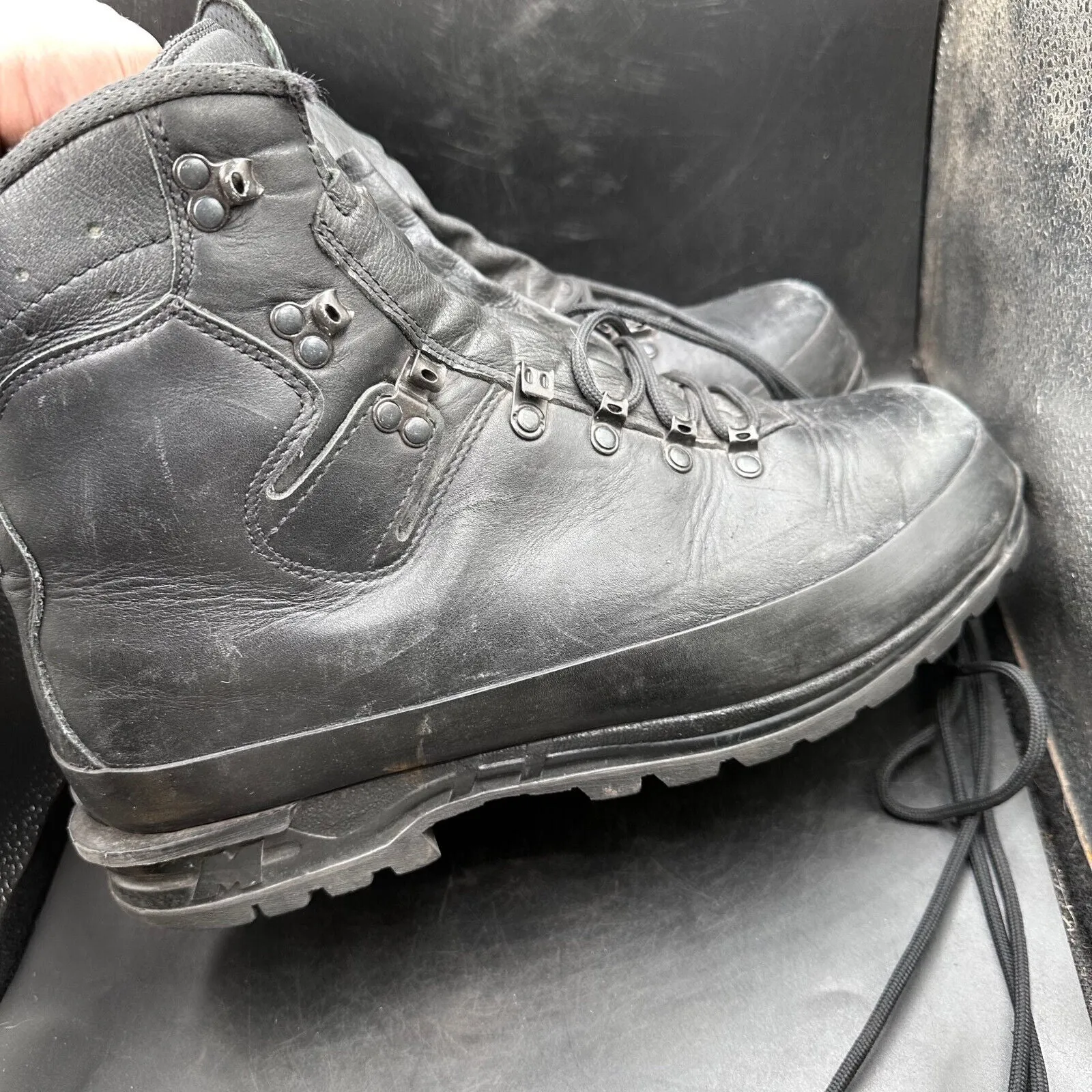 German Army Black Leather Army Heavy Duty Combat Boots Meindl Size EU 47 UK 12