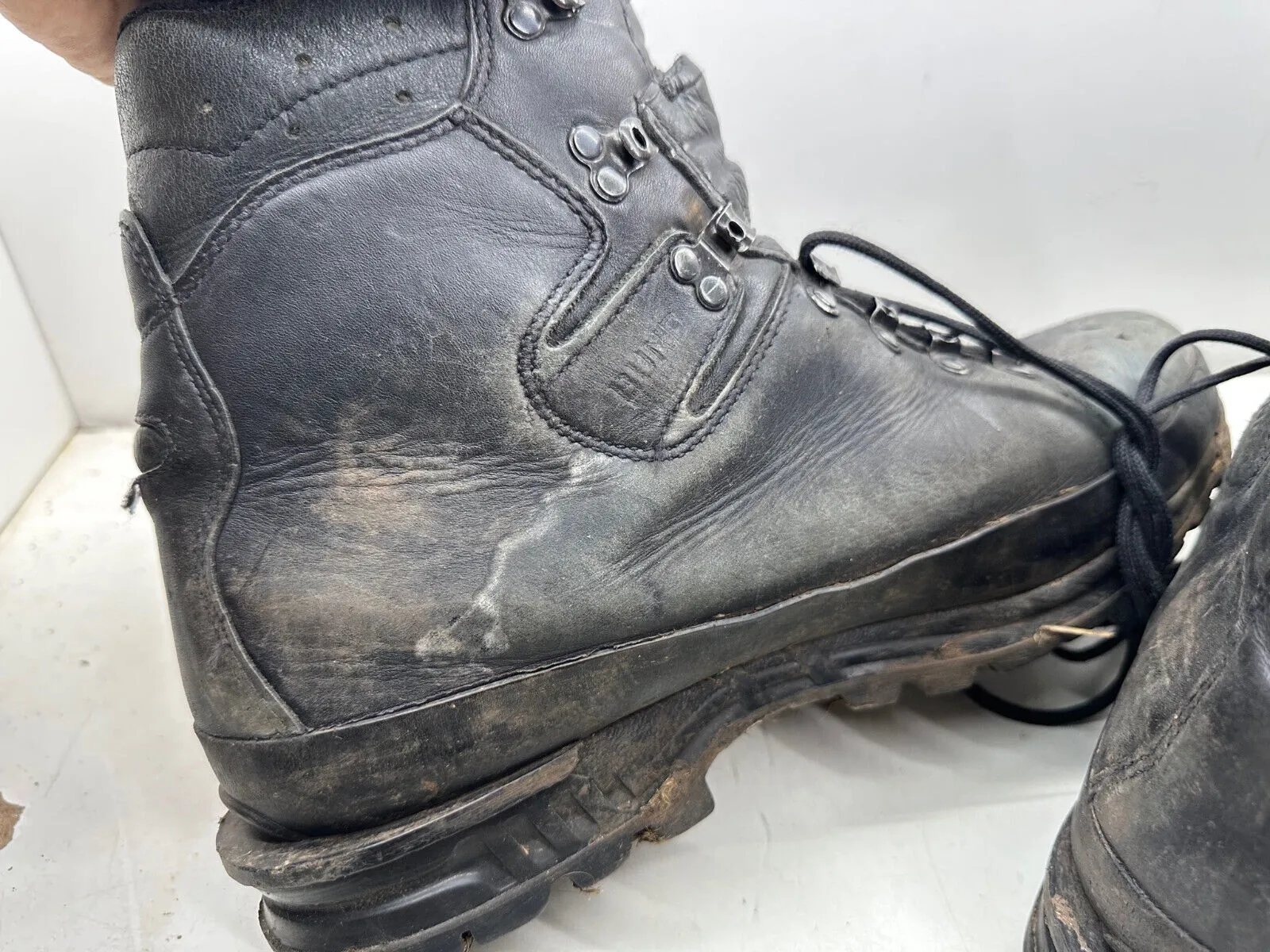 German Army Black Leather Army Heavy Duty Combat Boots Meindl - Size EU 47 UK 12