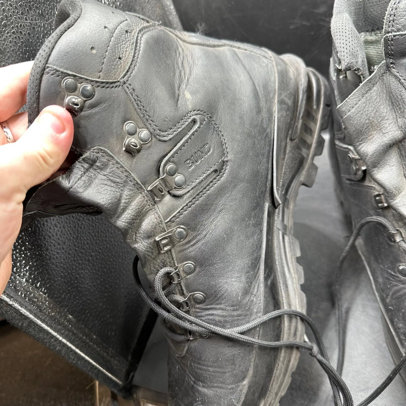German Army Black Leather Army Heavy Duty Combat Boots Meindl Size EU 47 UK 12