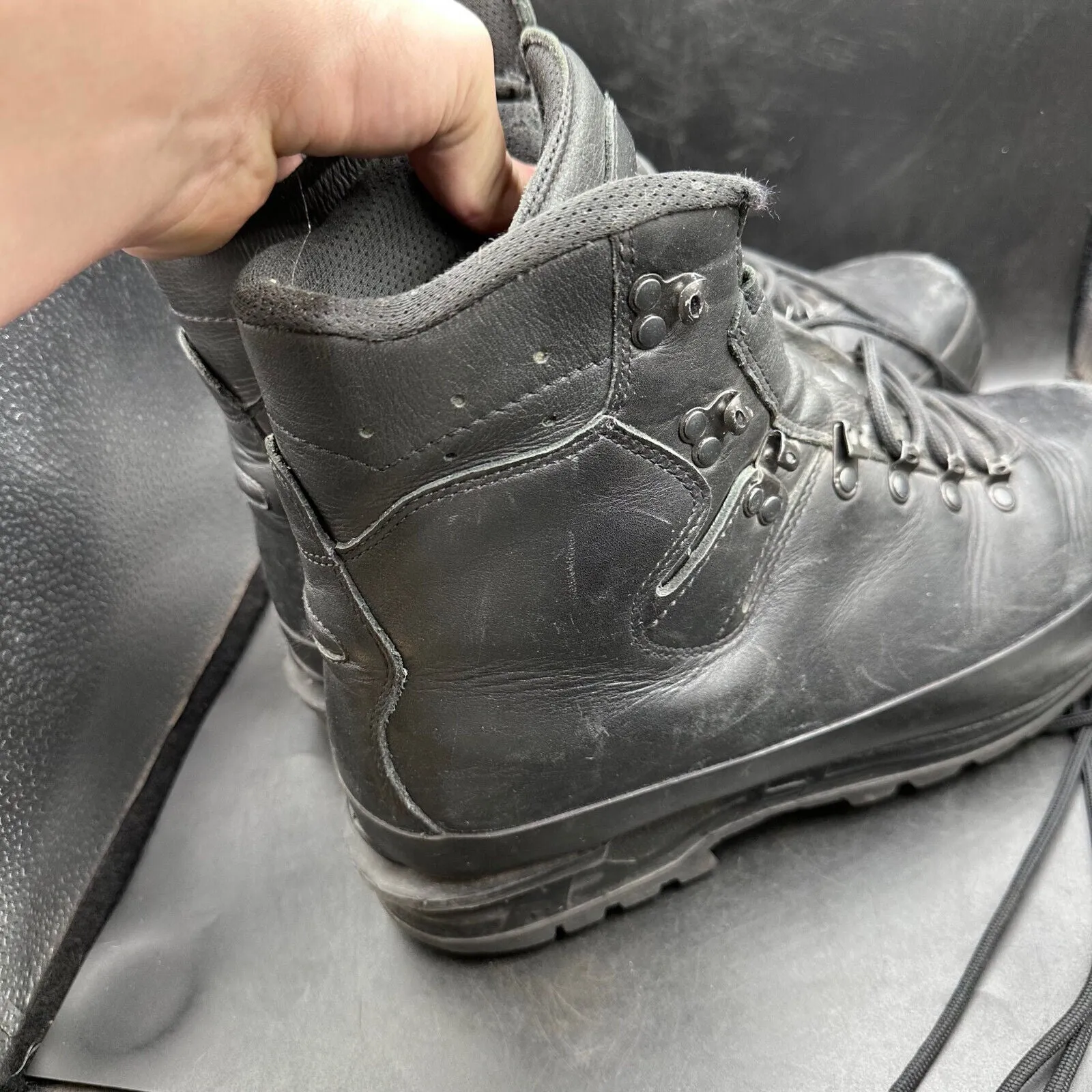 German Army Black Leather Army Heavy Duty Combat Boots Meindl Size EU 47 UK 12